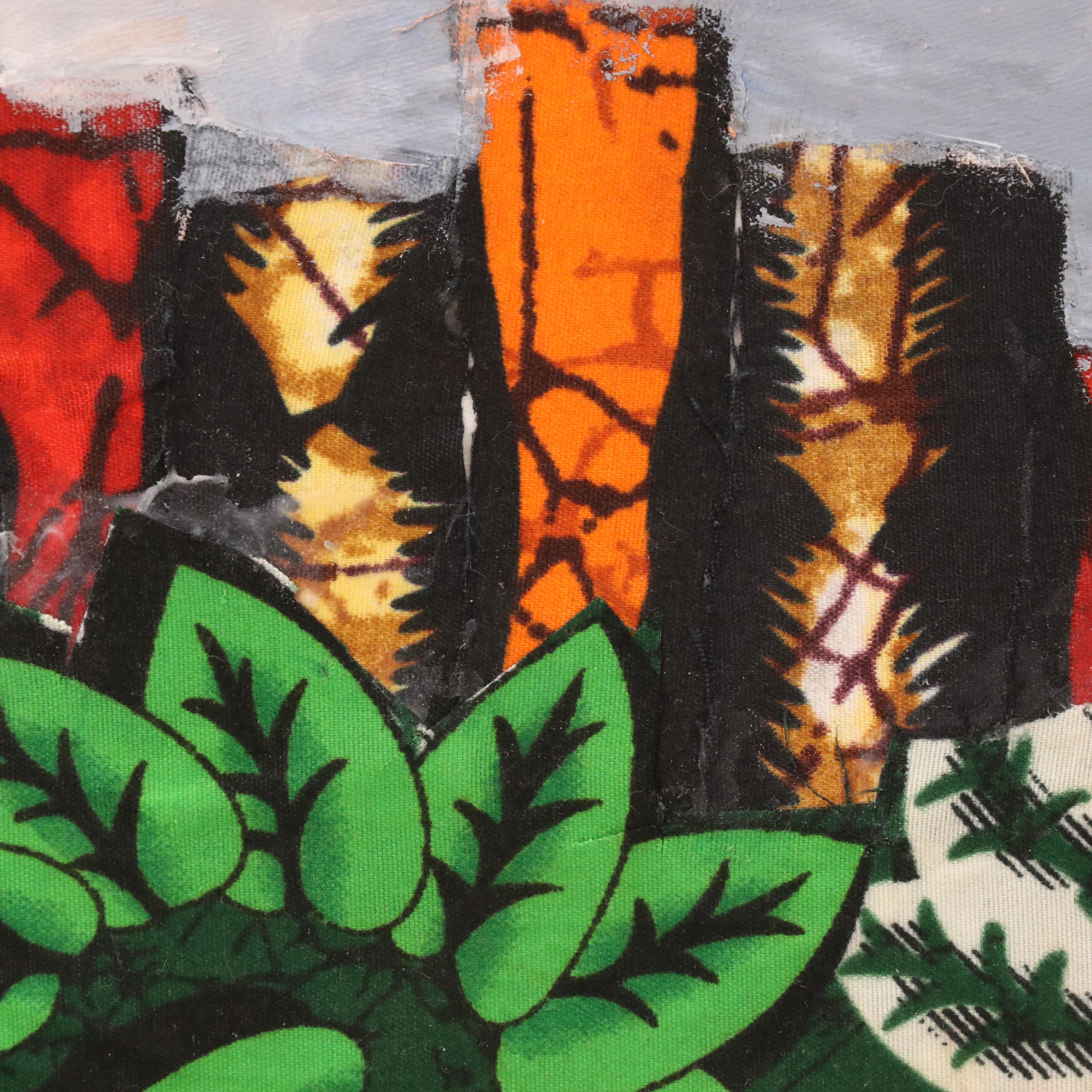 Bayo Ogundele Stylized Mixed Media Collage of a Bird "Ogongo" 2025