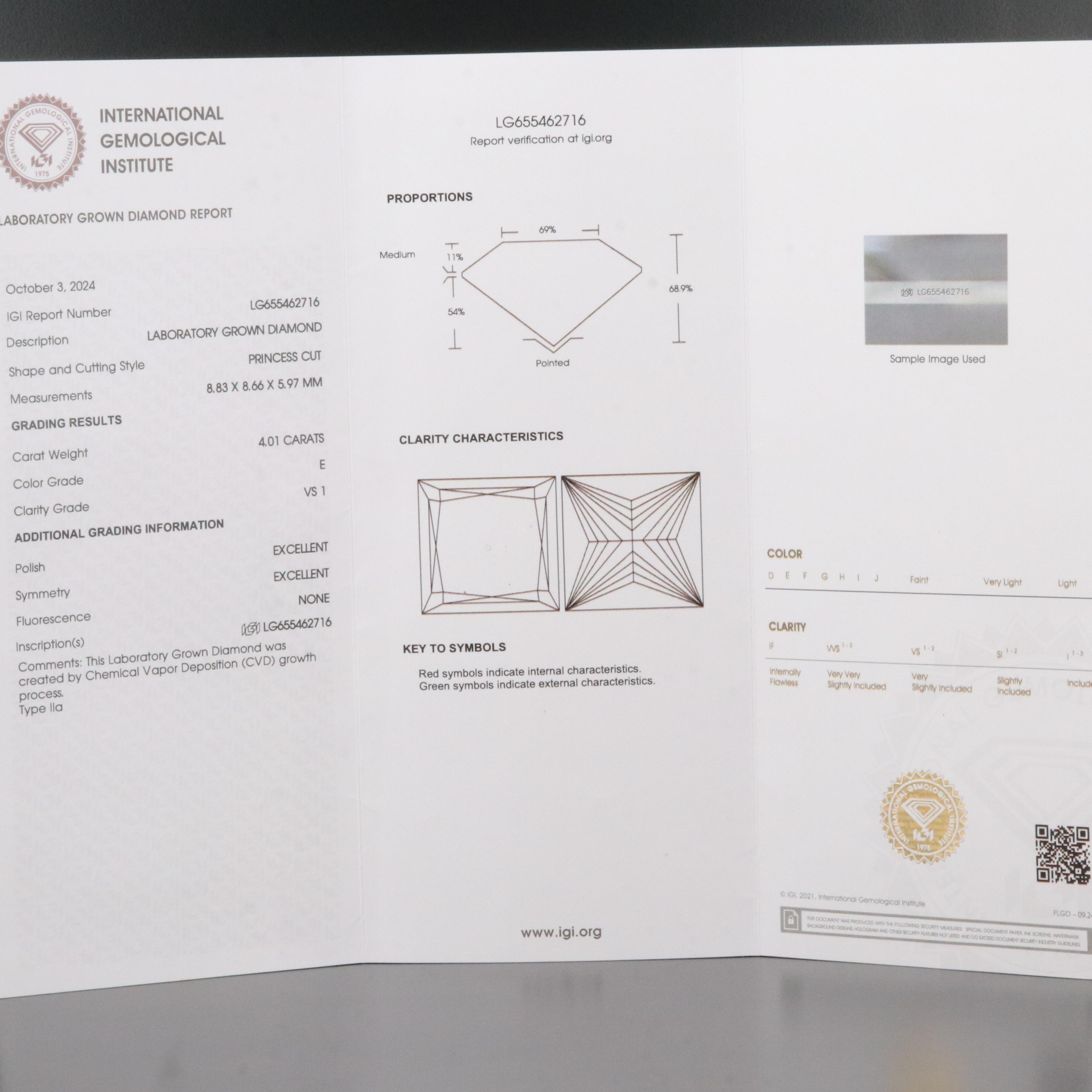 14K 4.27 CTW Lab Grown Diamond Ring with IGI Report