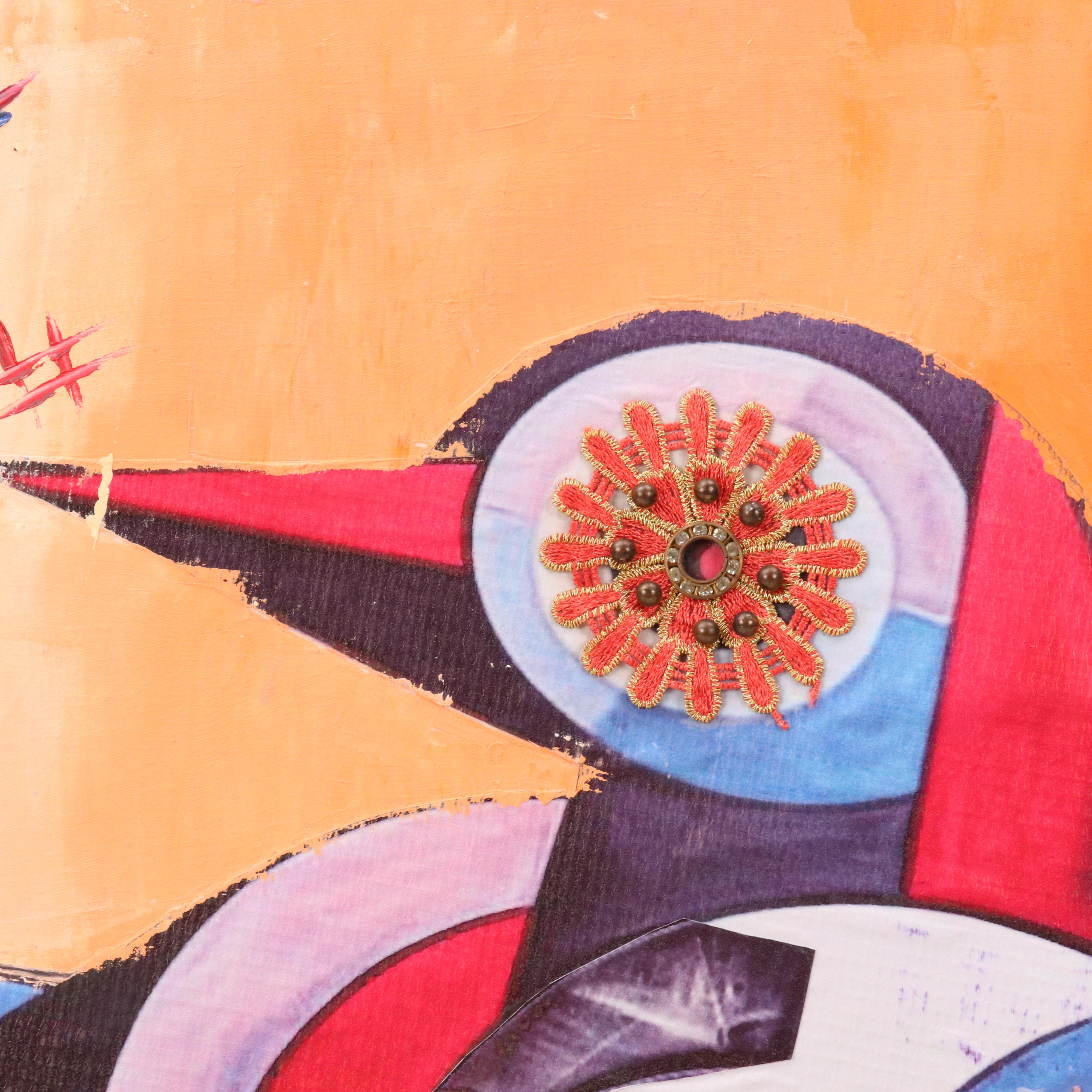 Bayo Ogundele Stylized Mixed Media Collage of a Bird "Ogongo" 2025