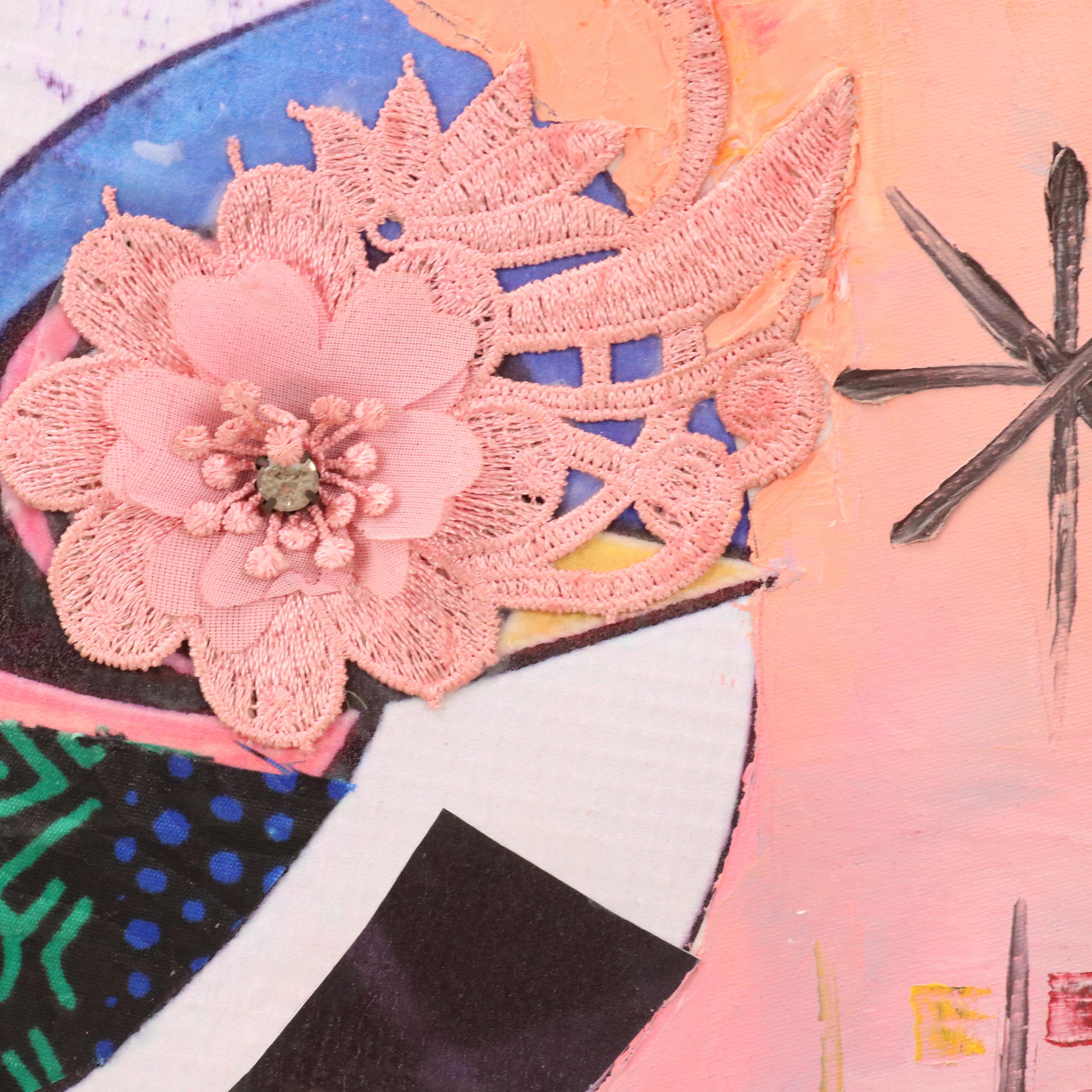 Bayo Ogundele Stylized Mixed Media Collage of a Bird "Ogongo" 2025