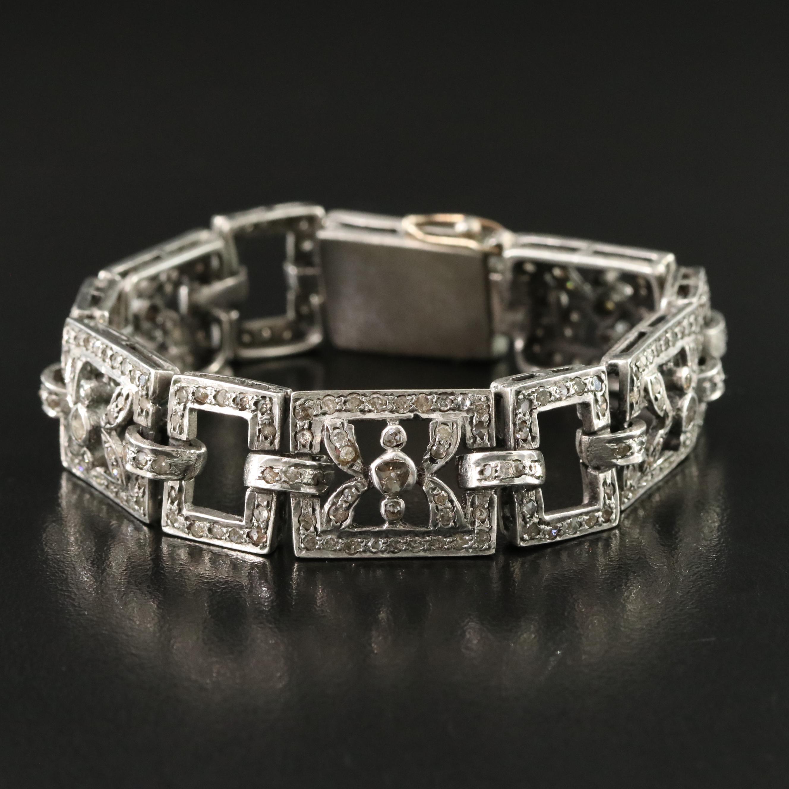Sterling Diamond Panel Bracelet