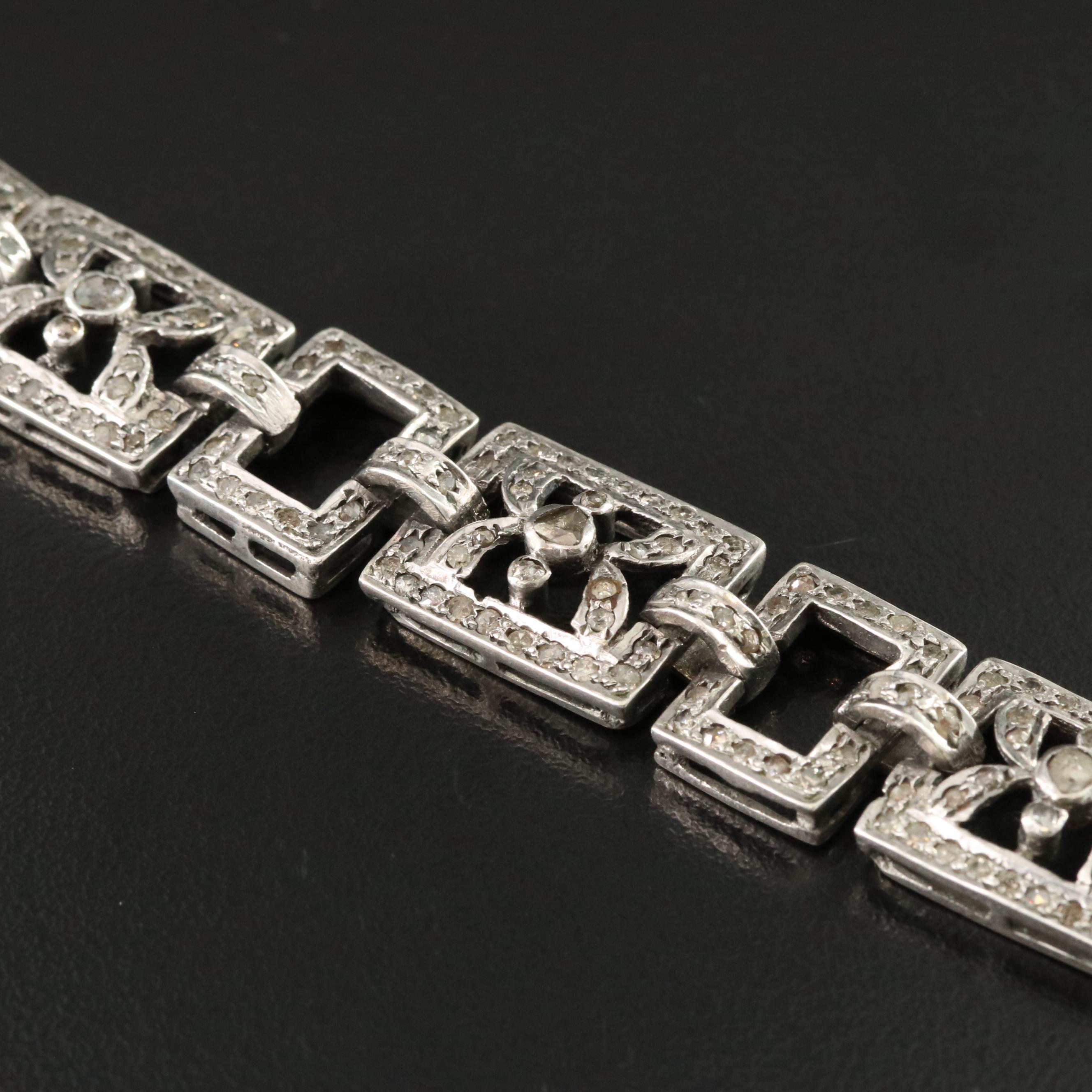 Sterling Diamond Panel Bracelet