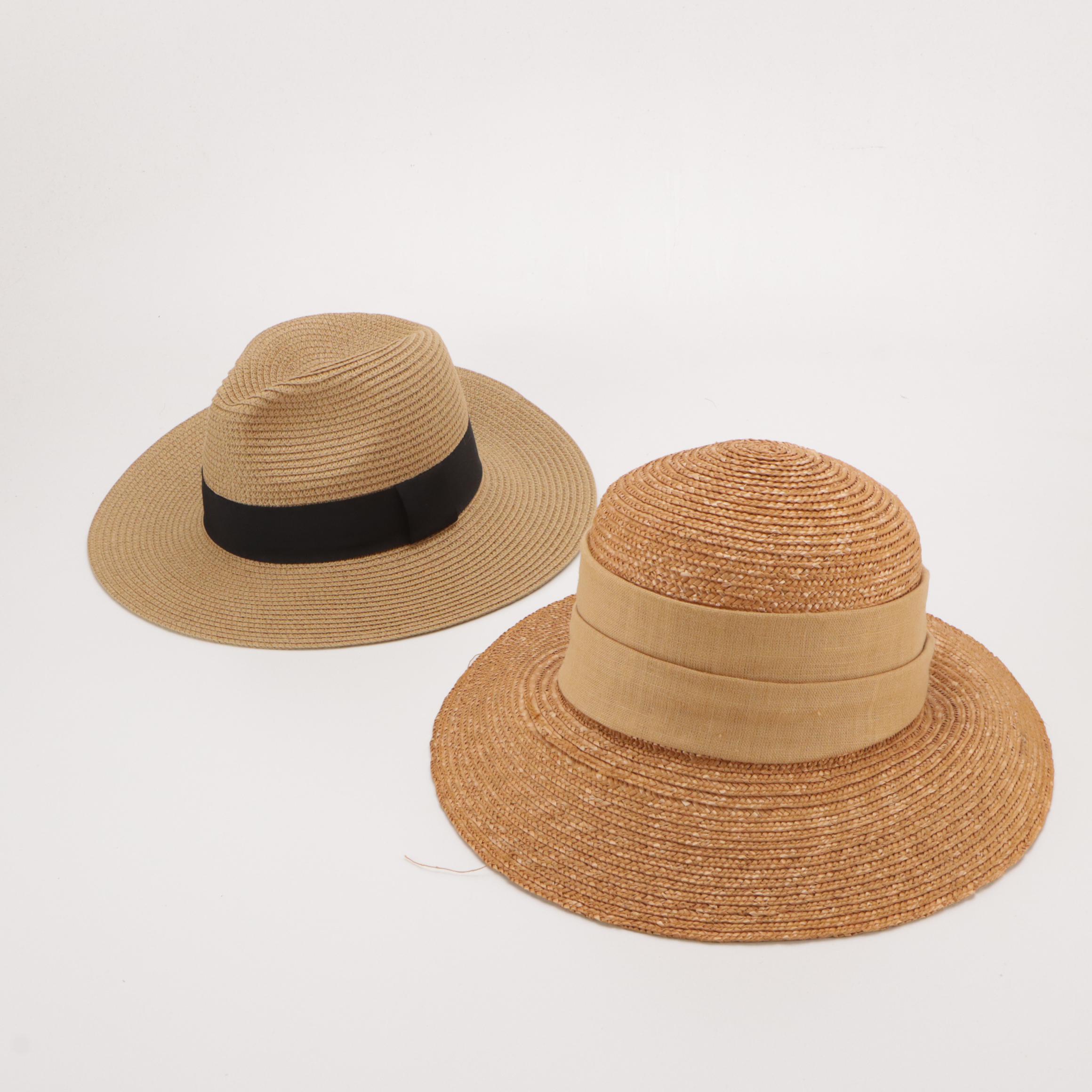 Willy's Paris Straw Mushroom Hat, Stetson Panama Straw Hat, and More w/Hat Box