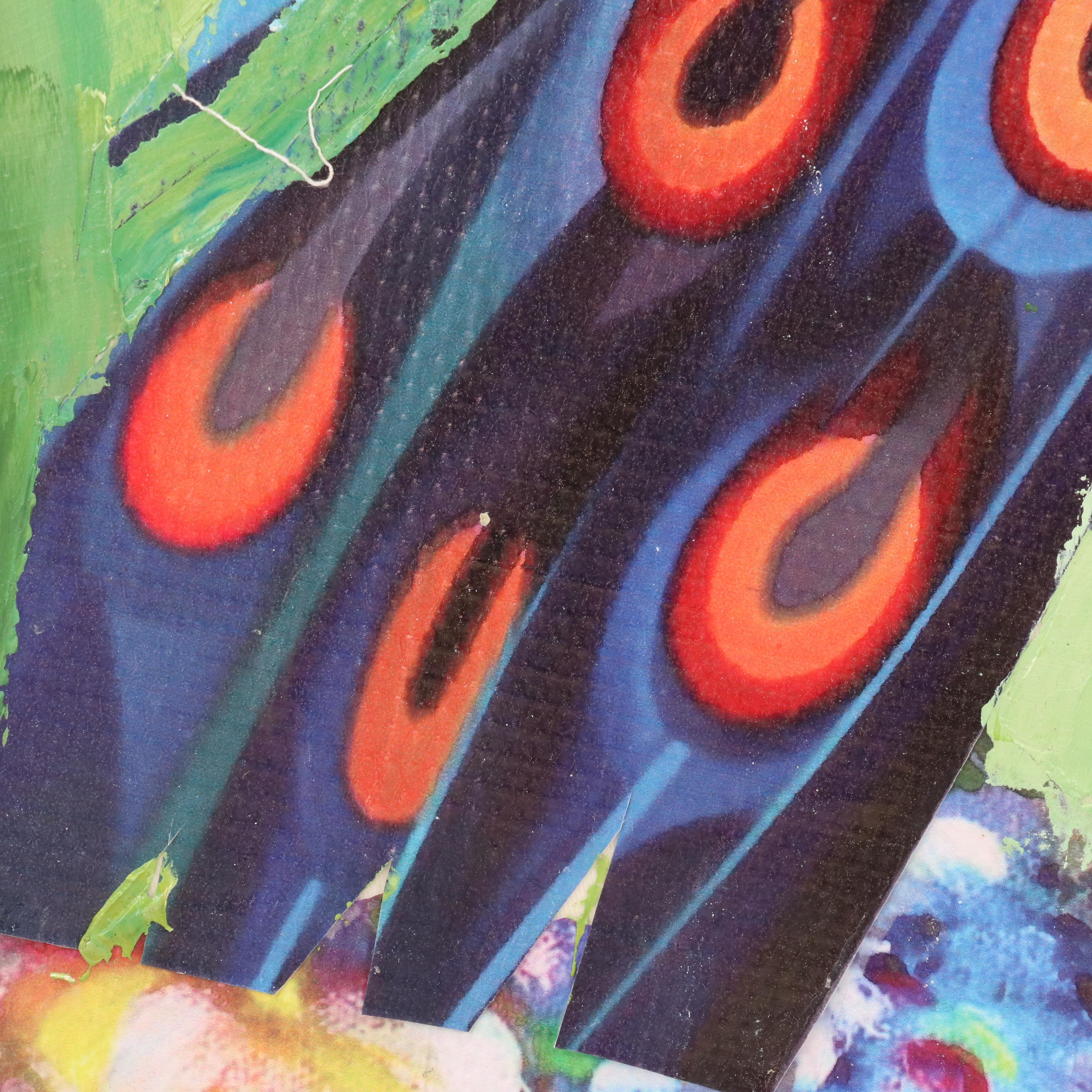 Bayo Ogundele Stylized Mixed Media Collage of a Peacock "Eye-Okin," 2025