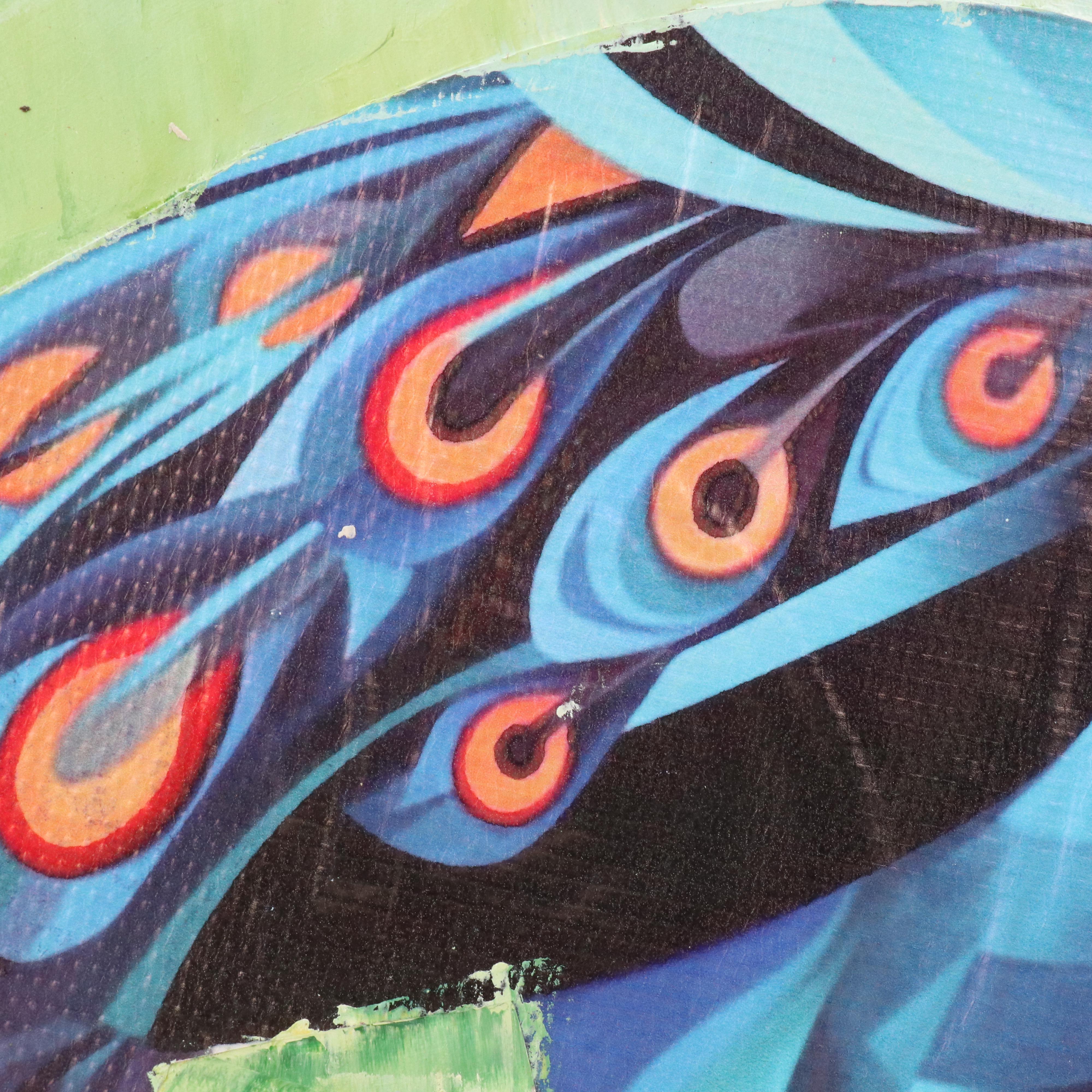 Bayo Ogundele Stylized Mixed Media Collage of a Peacock "Eye-Okin," 2025