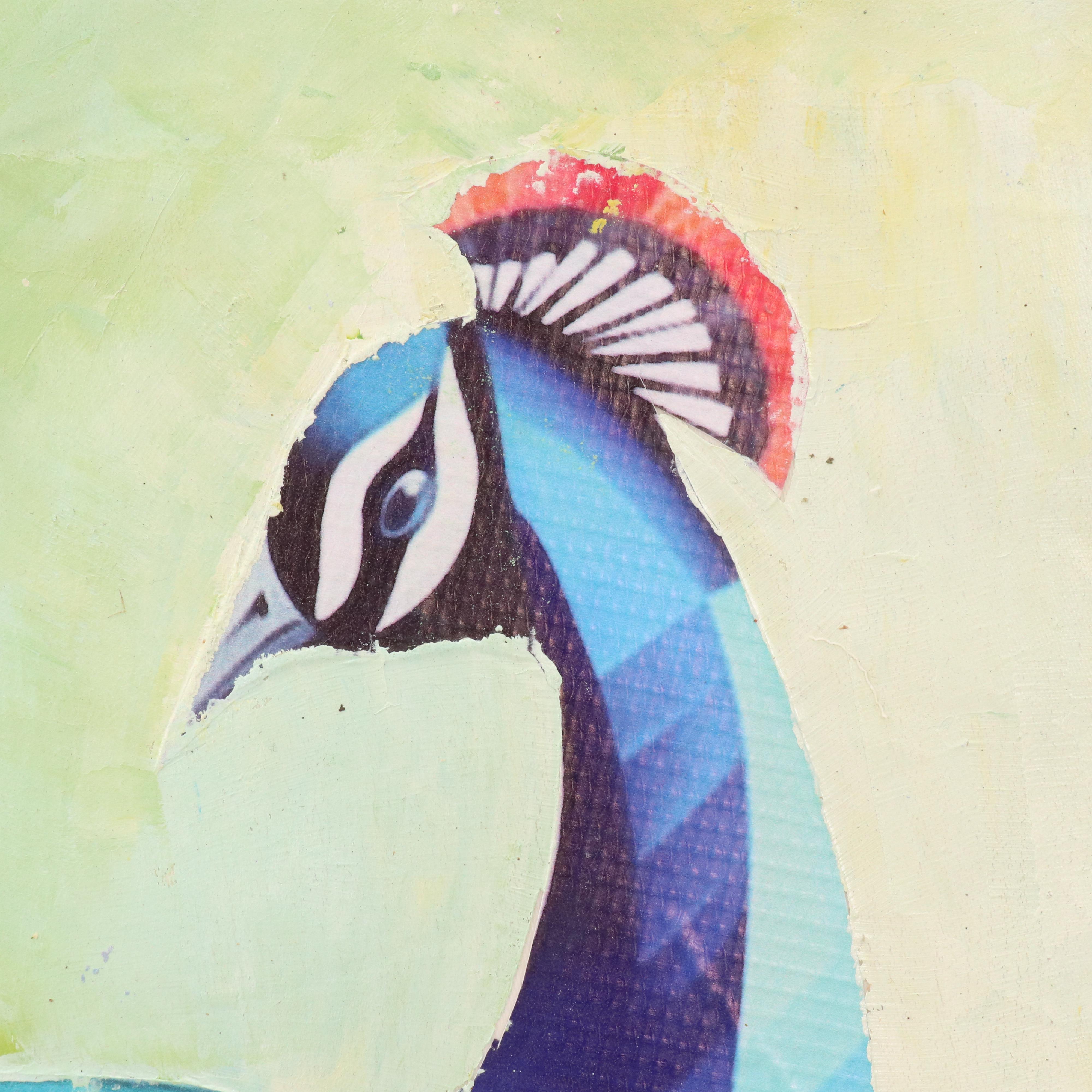 Bayo Ogundele Stylized Mixed Media Collage of a Peacock "Eye-Okin," 2025