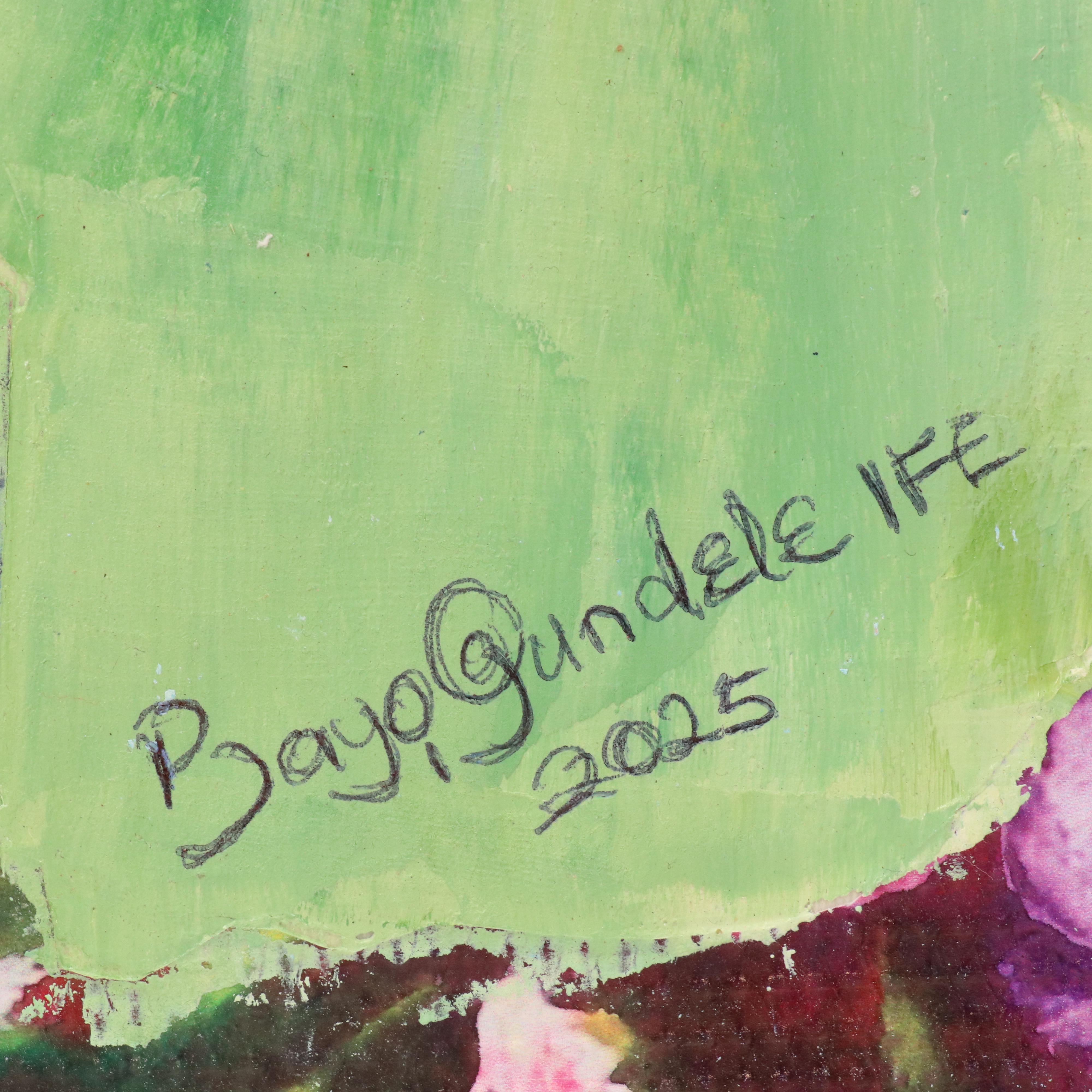 Bayo Ogundele Stylized Mixed Media Collage of a Peacock "Eye-Okin," 2025