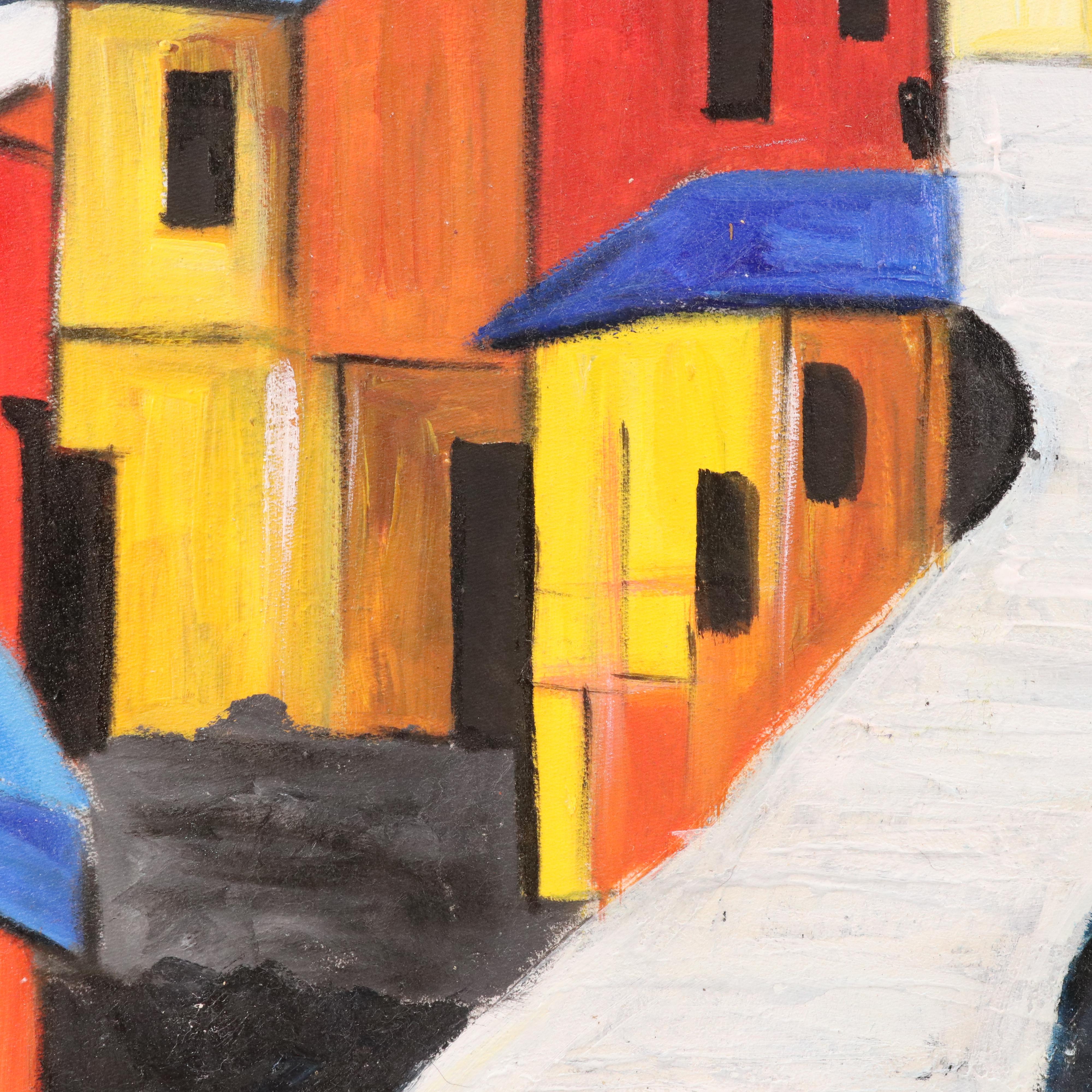 Bayo Ogundele Stylized Oil Painting "City," 2025