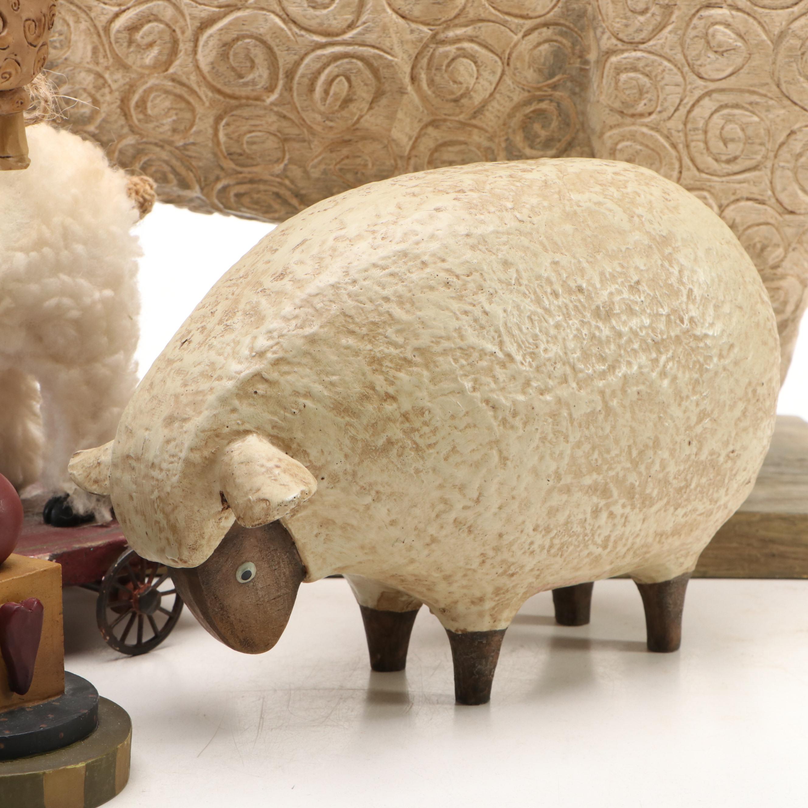 Williraye Studio, Blossom Bucket with Other Folk Art Style Sheep