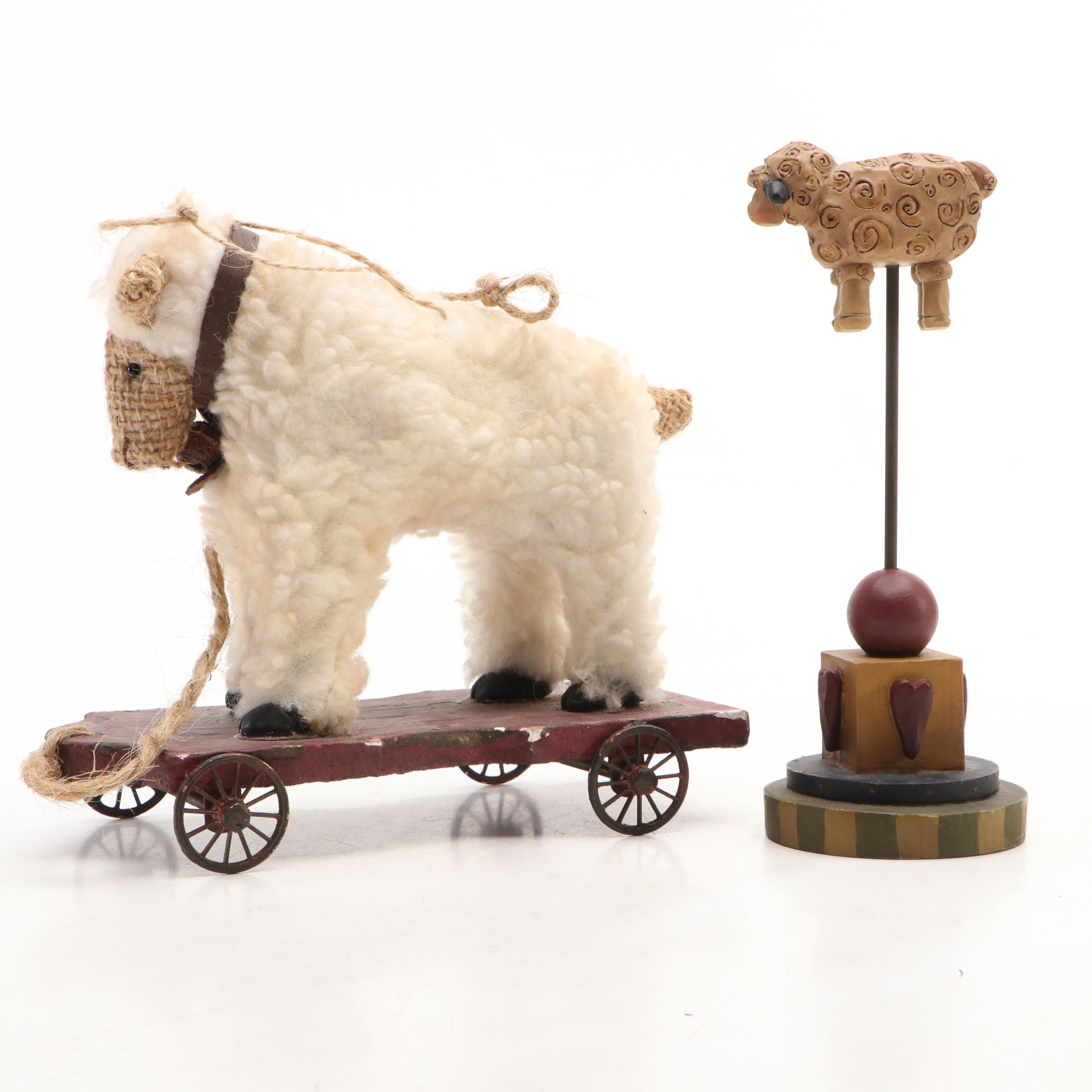 Williraye Studio, Blossom Bucket with Other Folk Art Style Sheep