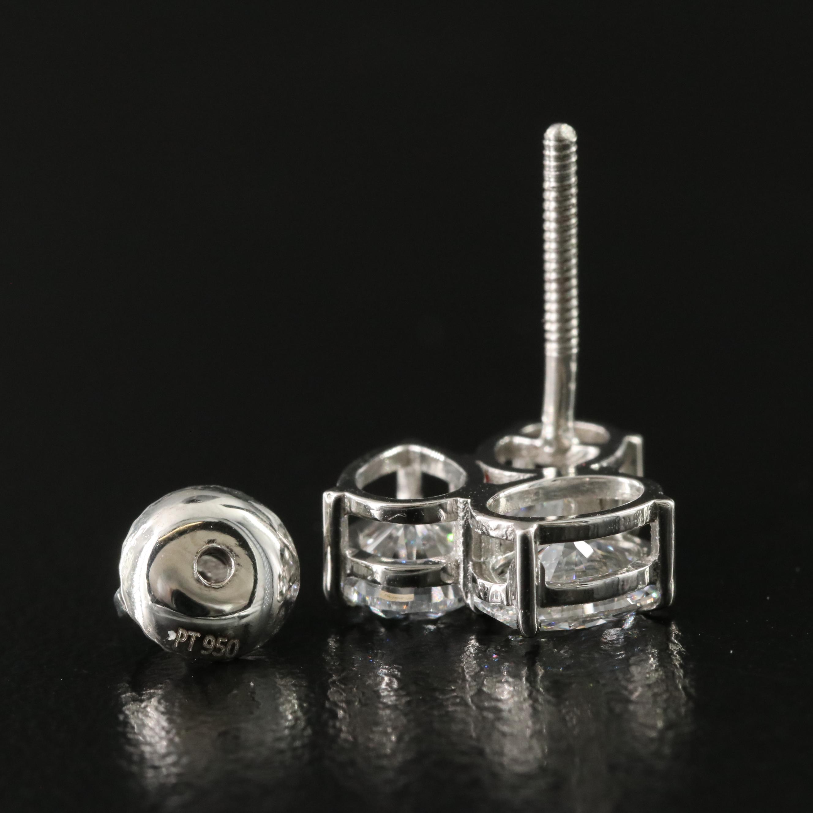 Platinum 3.10 CTW Lab Grown Diamond Earrings