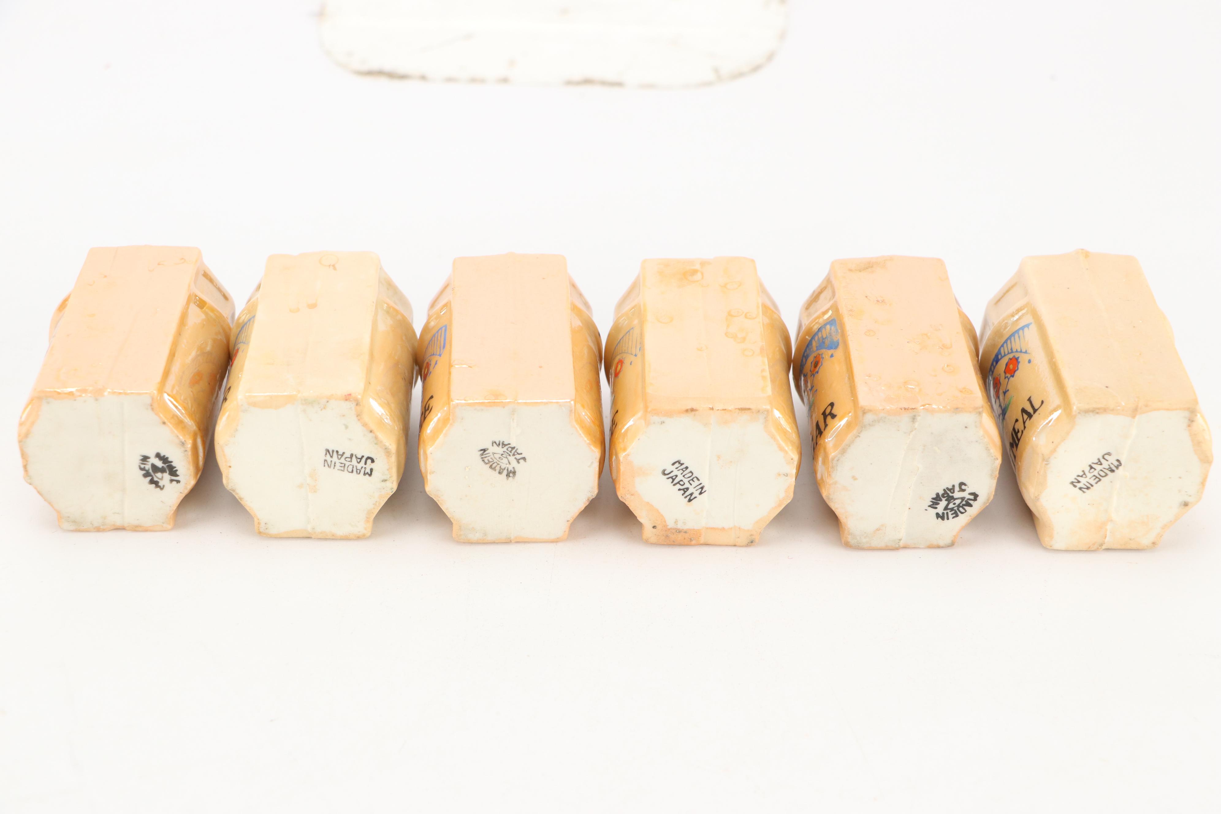 Hand-Painted Floral Ceramic Lusterware Jars and Cruets, Mid-20th Century