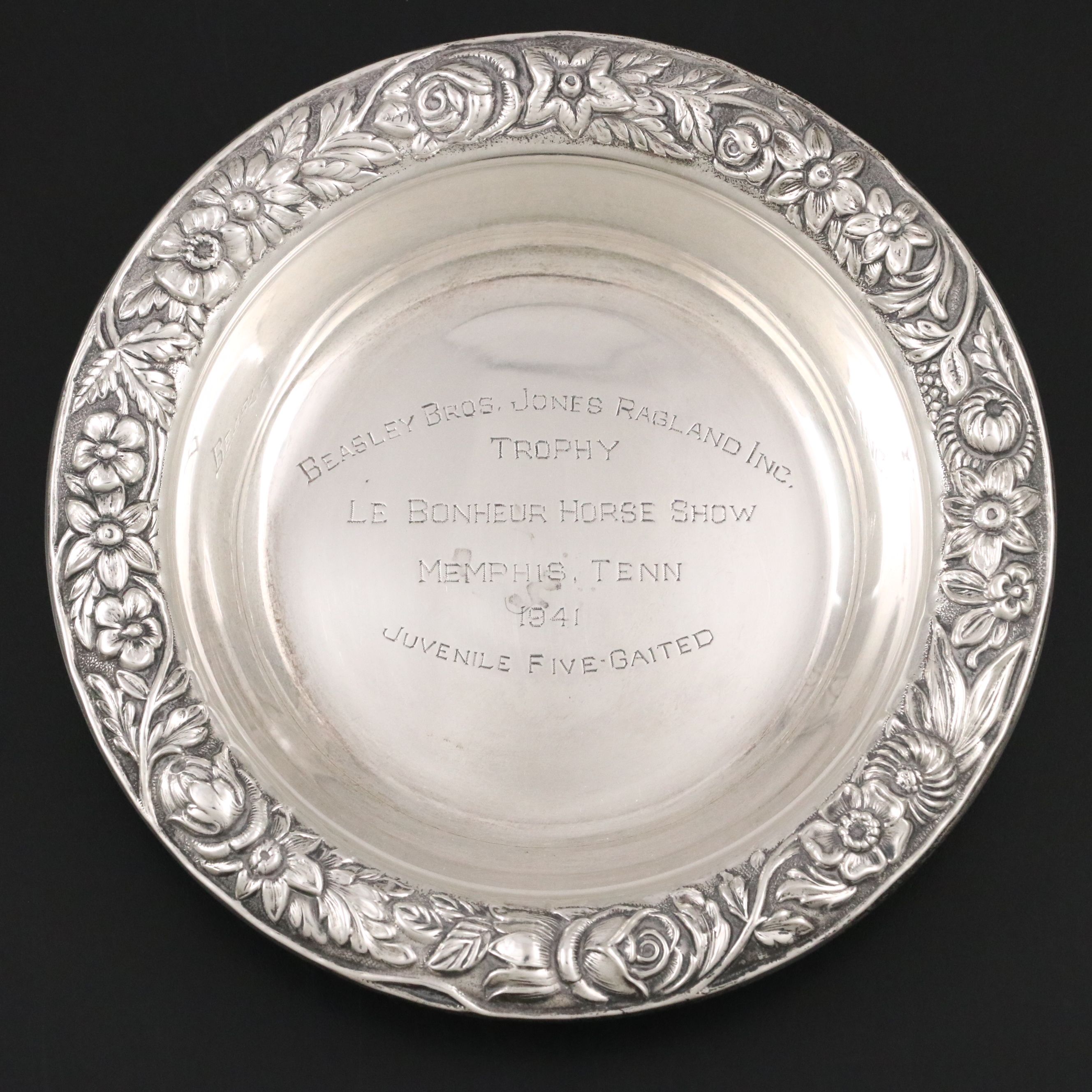 Sterling Silver Repoussé Decorative Bowl, Mid-20th Century