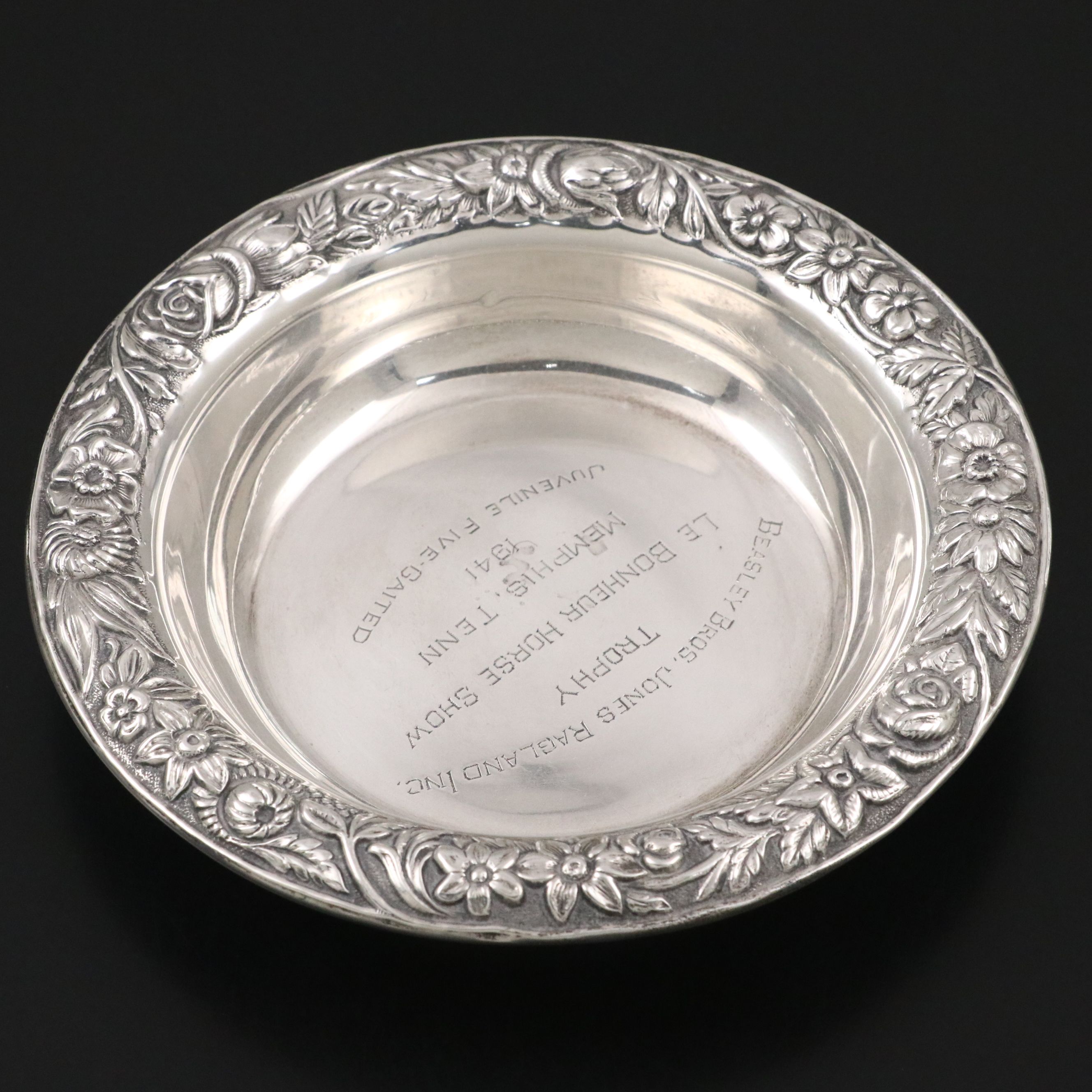 Sterling Silver Repoussé Decorative Bowl, Mid-20th Century