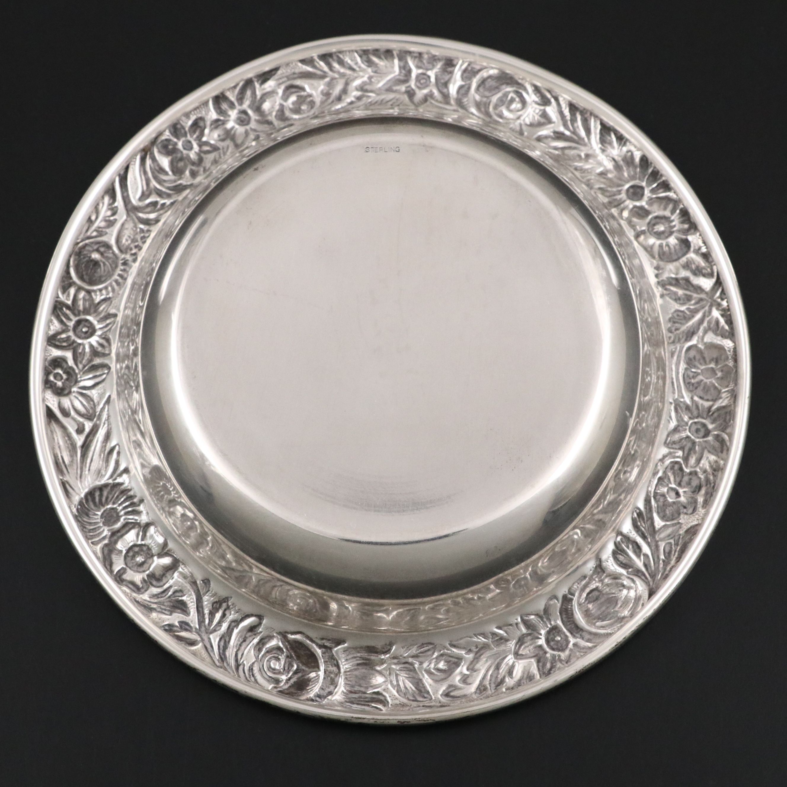Sterling Silver Repoussé Decorative Bowl, Mid-20th Century