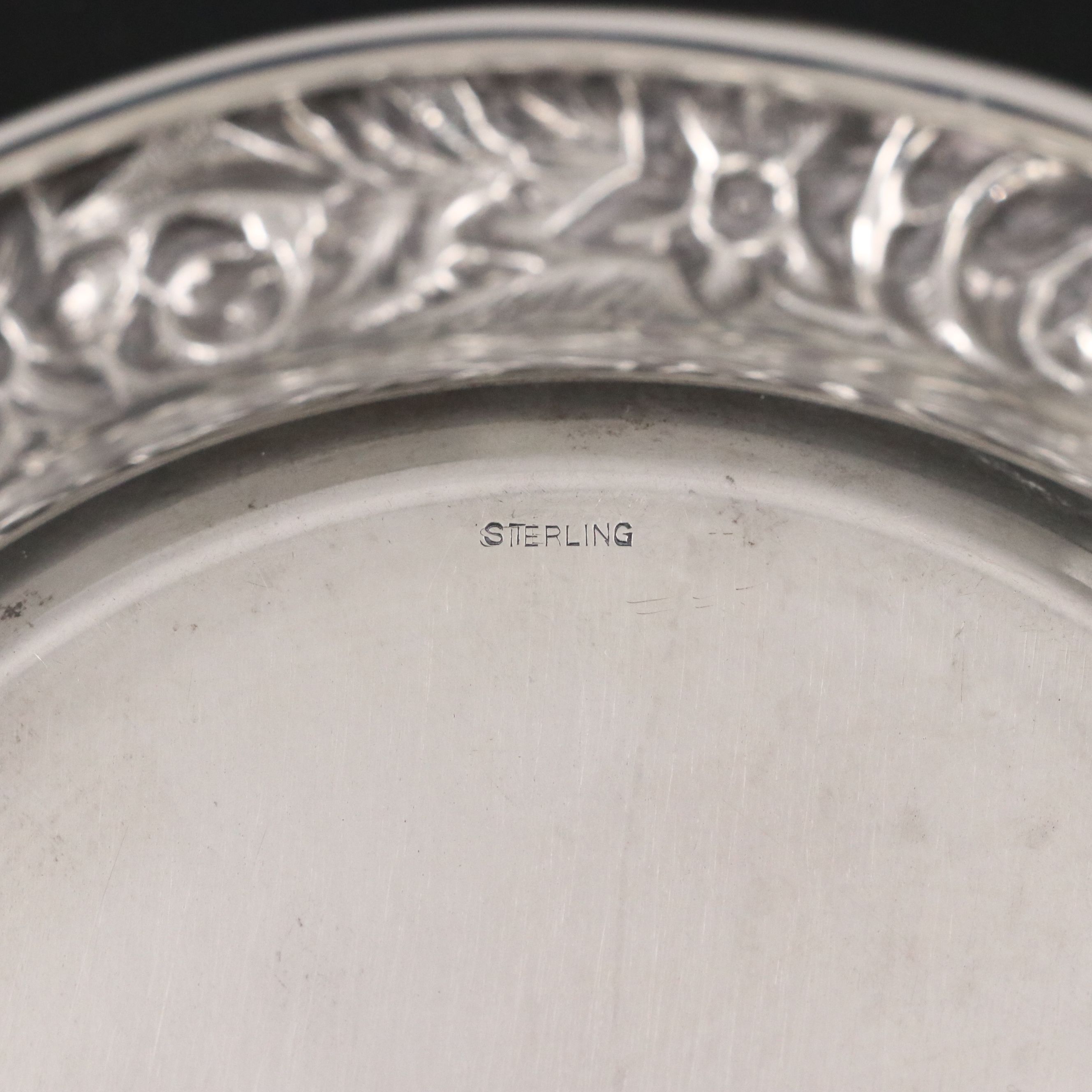 Sterling Silver Repoussé Decorative Bowl, Mid-20th Century