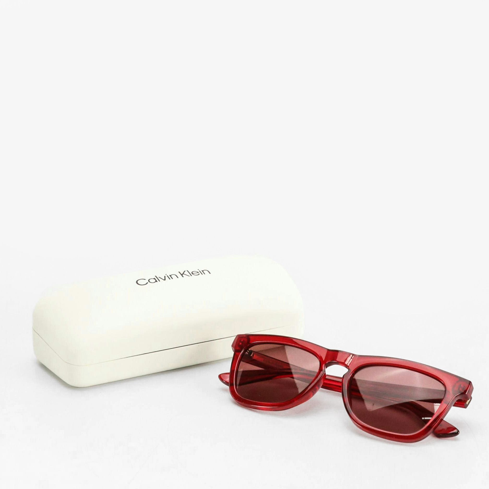 Calvin Klein CK23535S Red Square Framed Sunglasses with Case