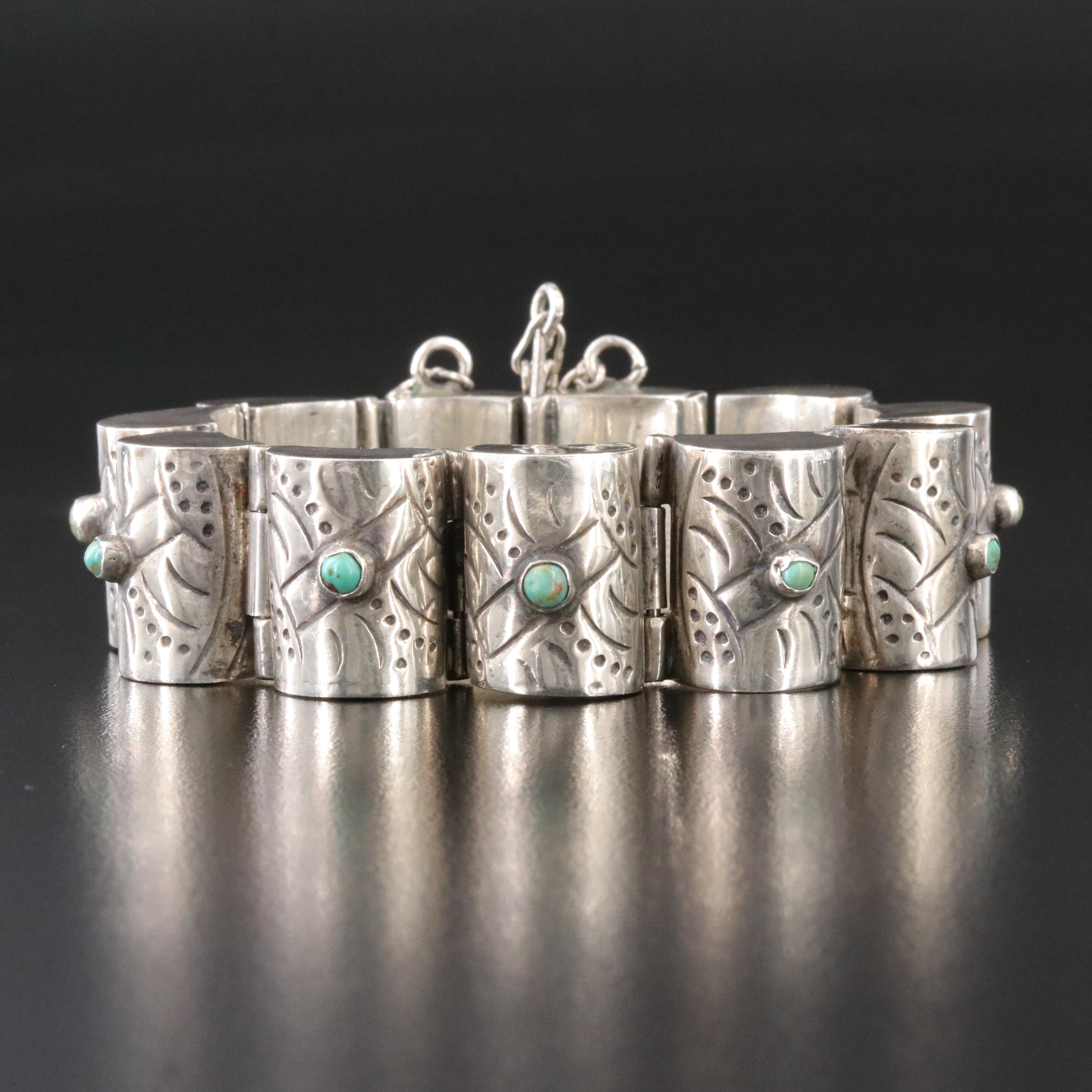 Vintage Mexican Sterling Turquoise Bracelet