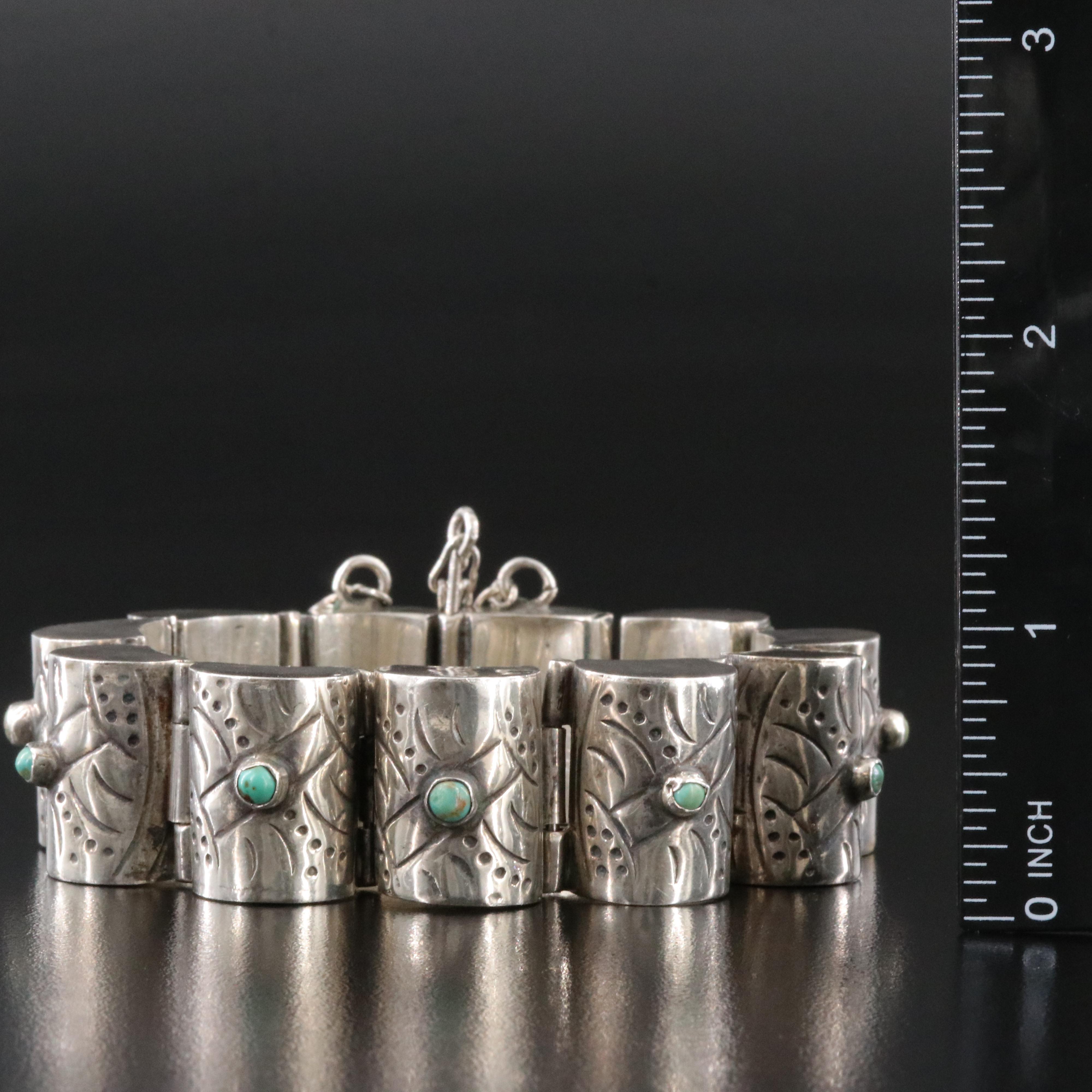 Vintage Mexican Sterling Turquoise Bracelet