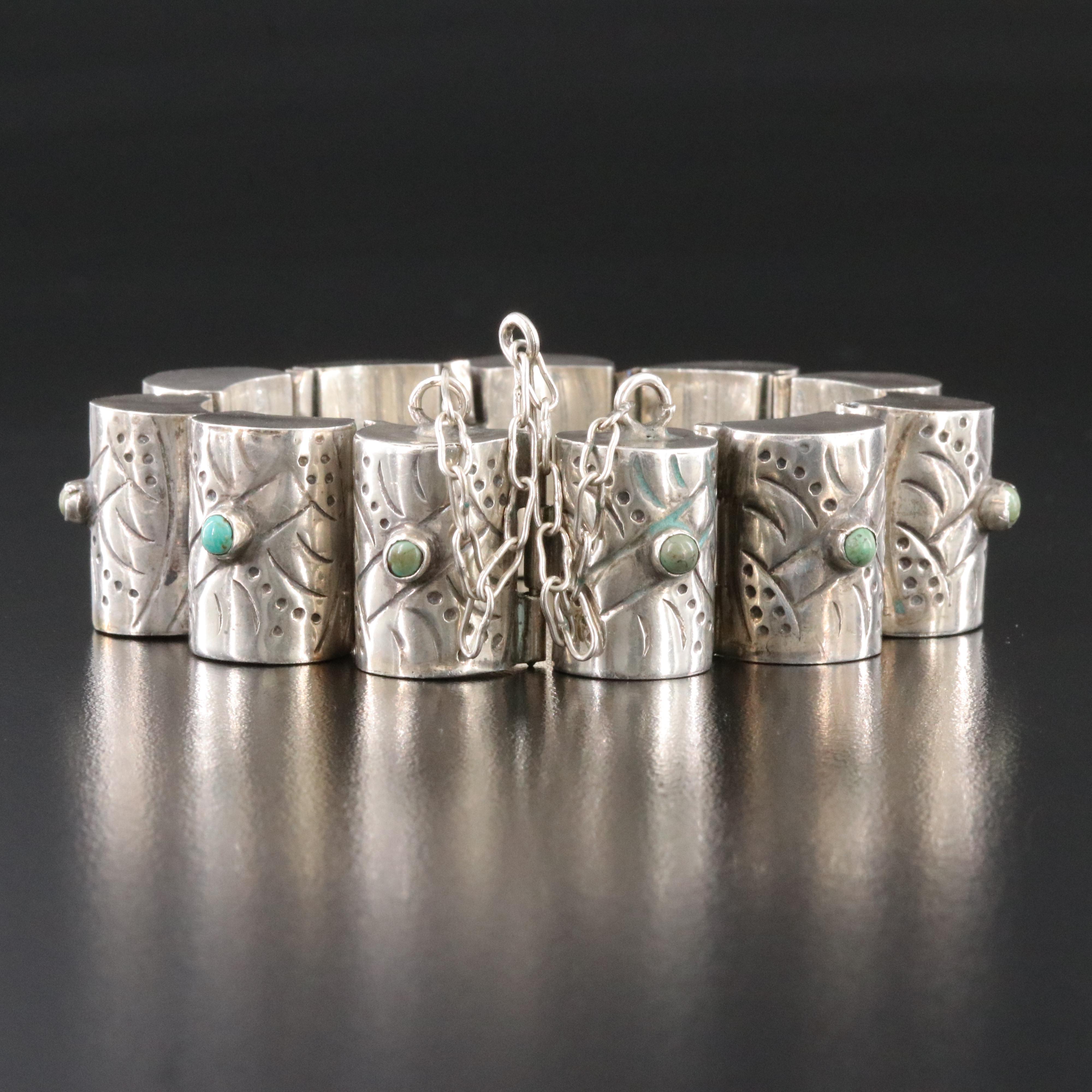 Vintage Mexican Sterling Turquoise Bracelet