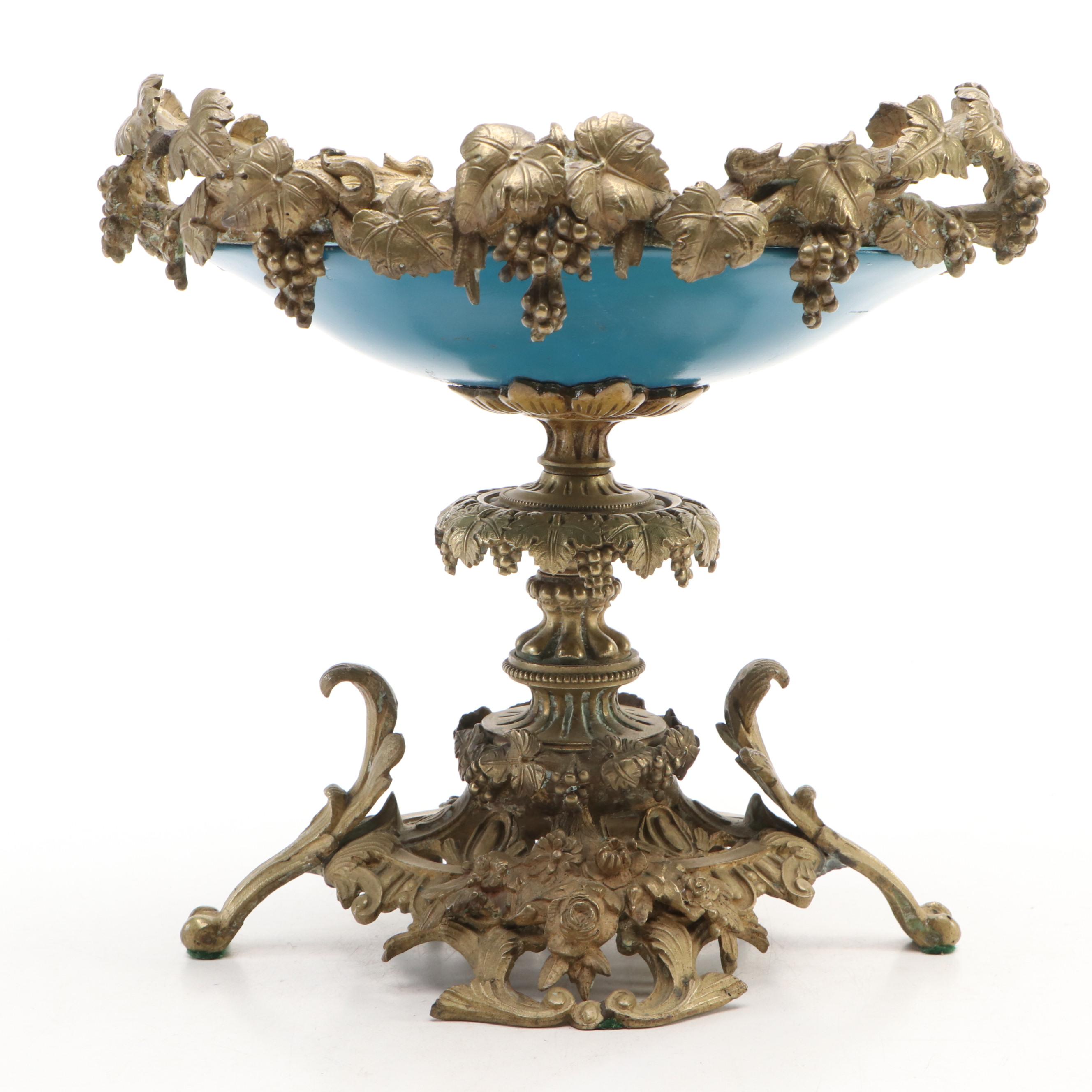 Sevres Style Ormolu Mounted Bleu Celeste Porcelain Compote