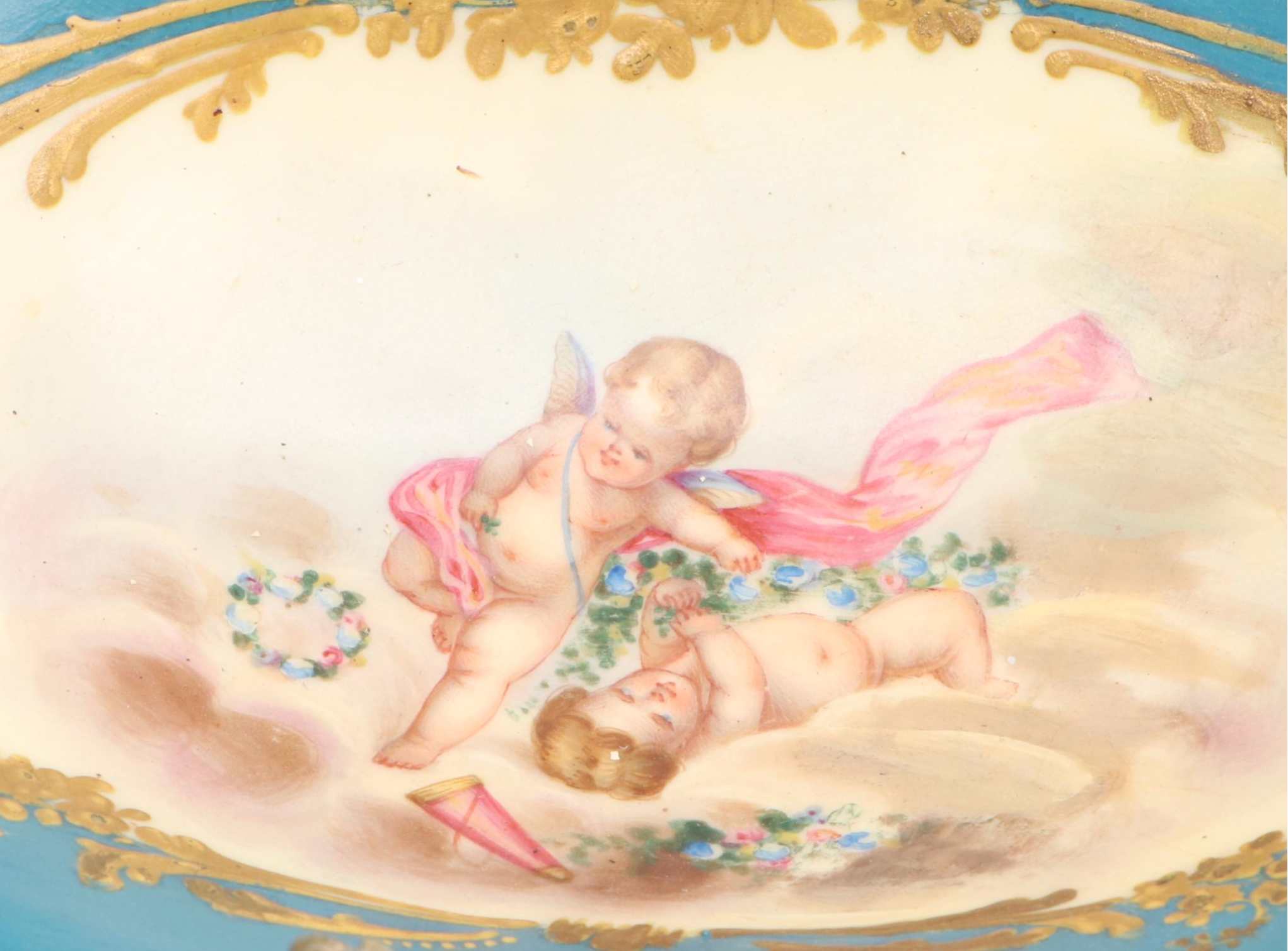 Sevres Style Ormolu Mounted Bleu Celeste Porcelain Compote