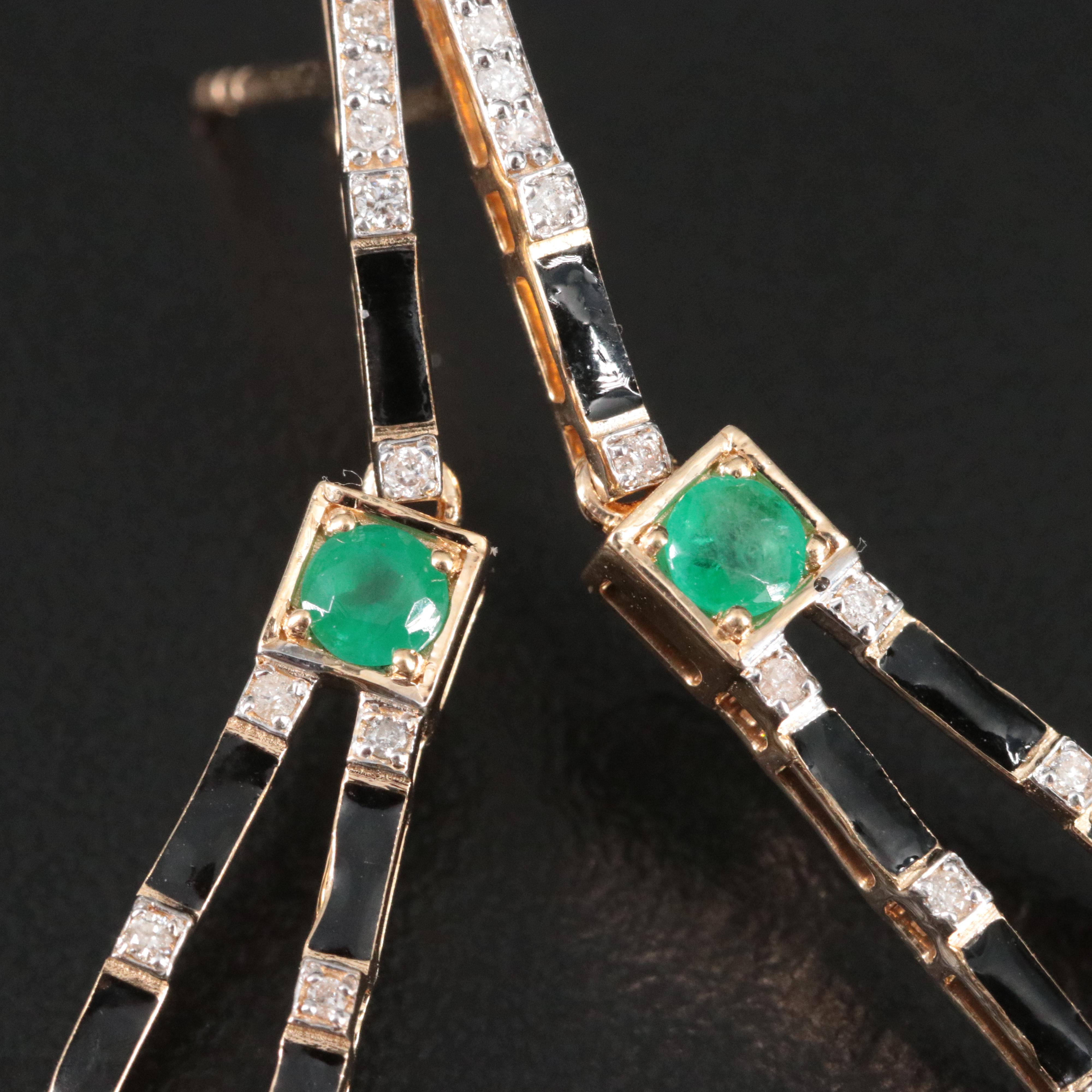 14K 24.73 CTW Rubellite, Emerald and Diamond Pendulum Earrings with IGI Report