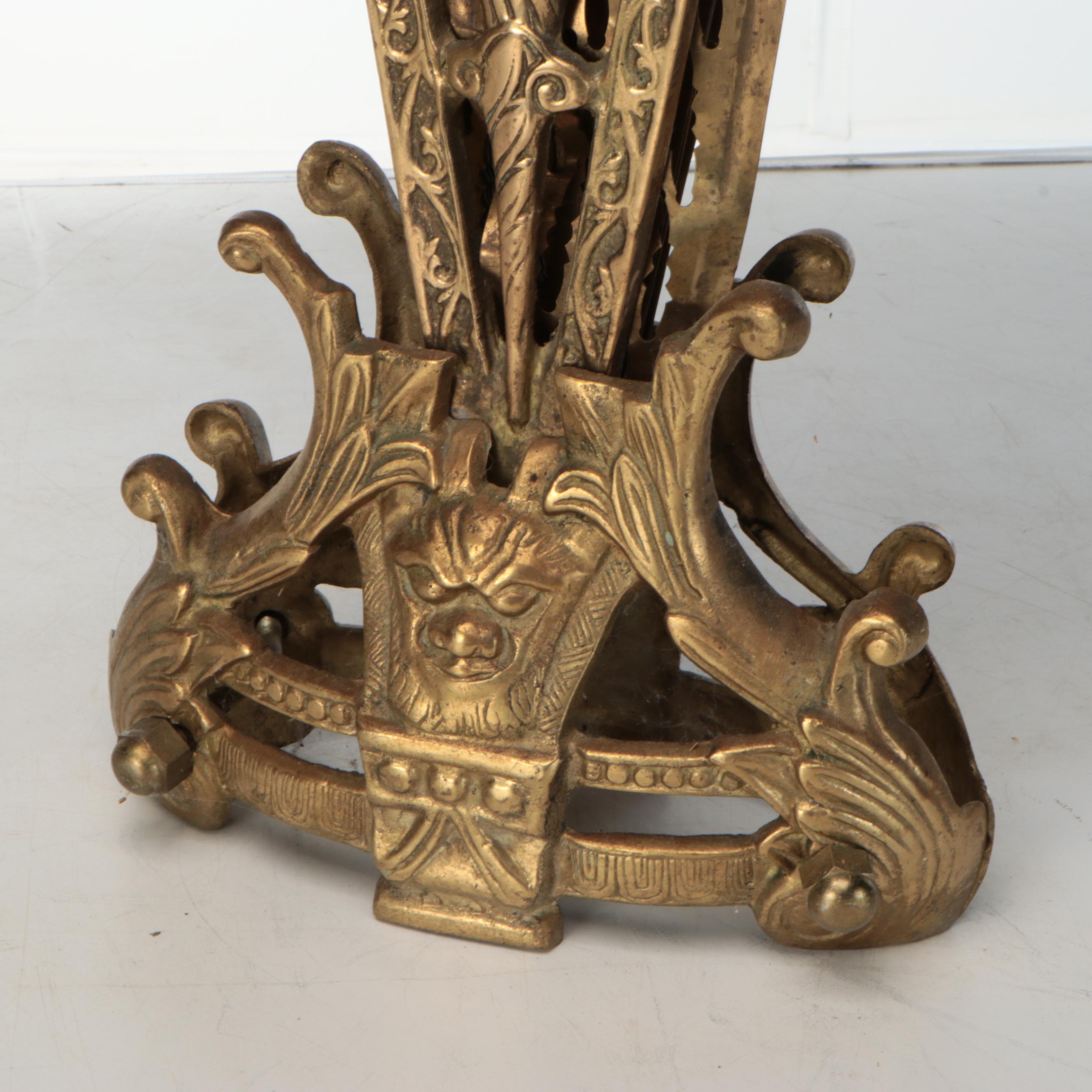 Art Nouveau Brass Peacock Fireplace Screen, Early 20th Century