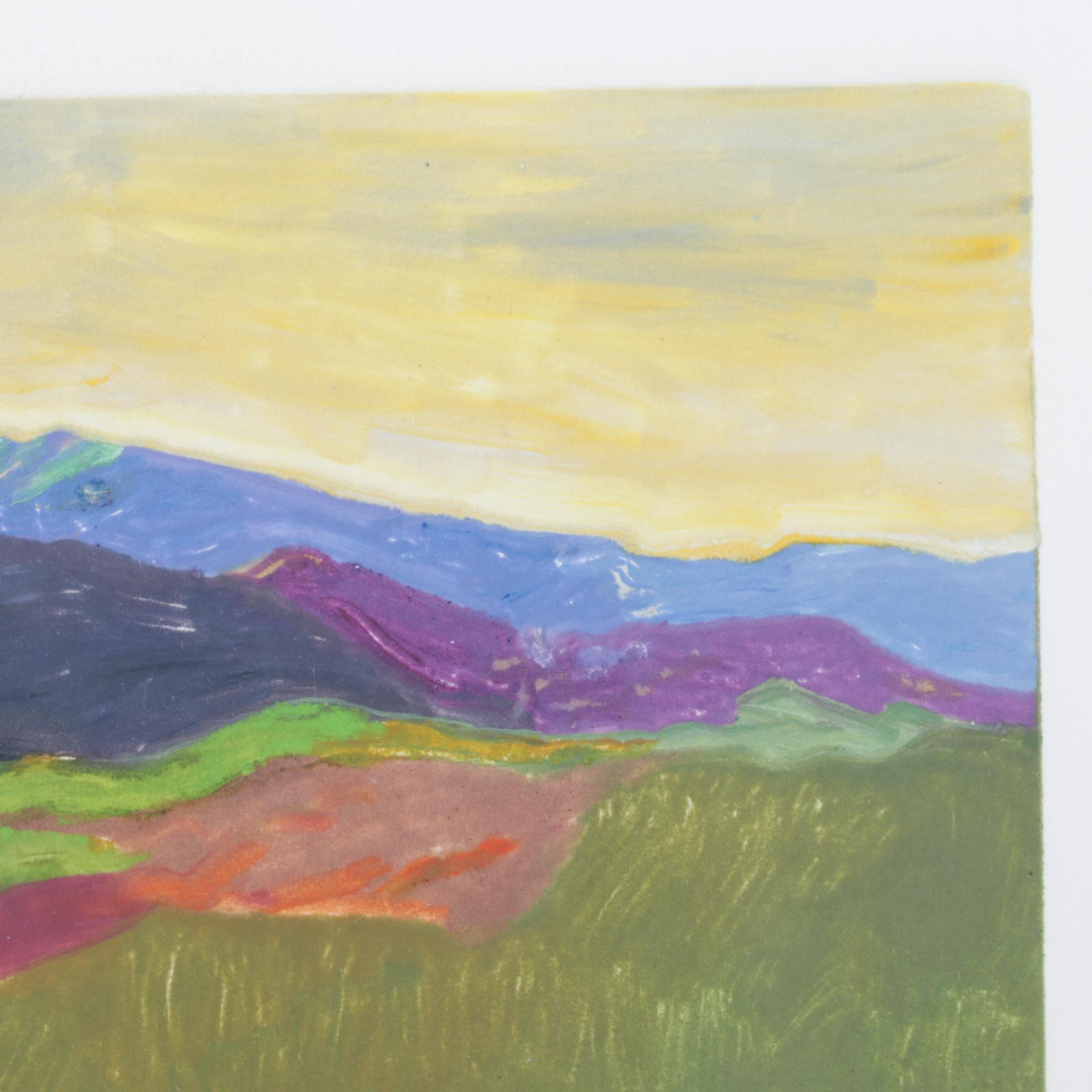 Gillian Kemper "Distant Peaks" Oil Monotype, Early 21st Century
