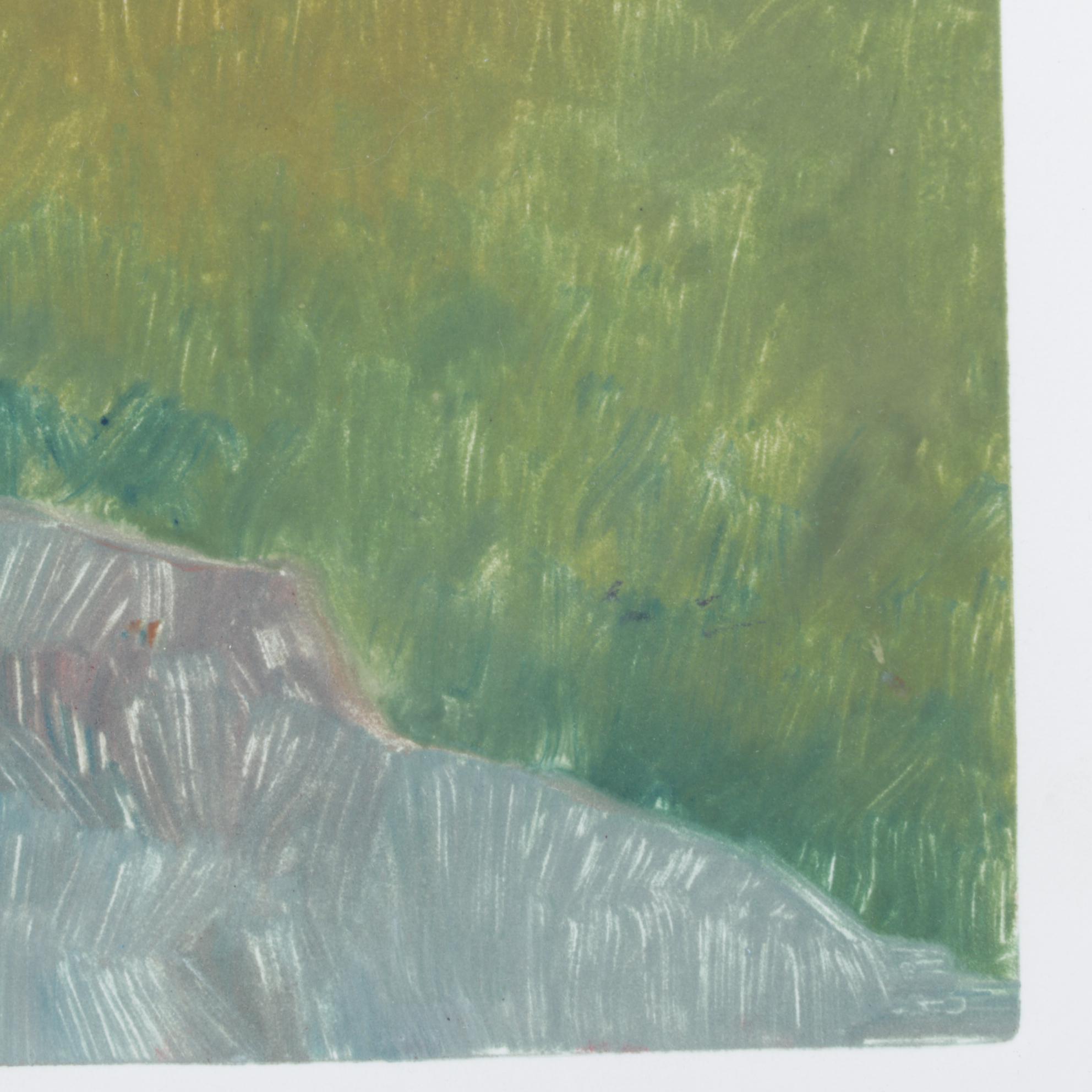 Gillian Kemper "Distant Peaks" Oil Monotype, Early 21st Century