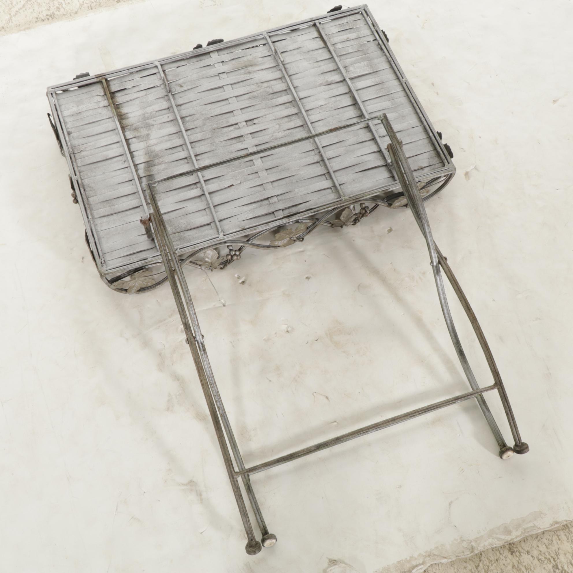 Woven Metal Folding Table with Grapevine Trim