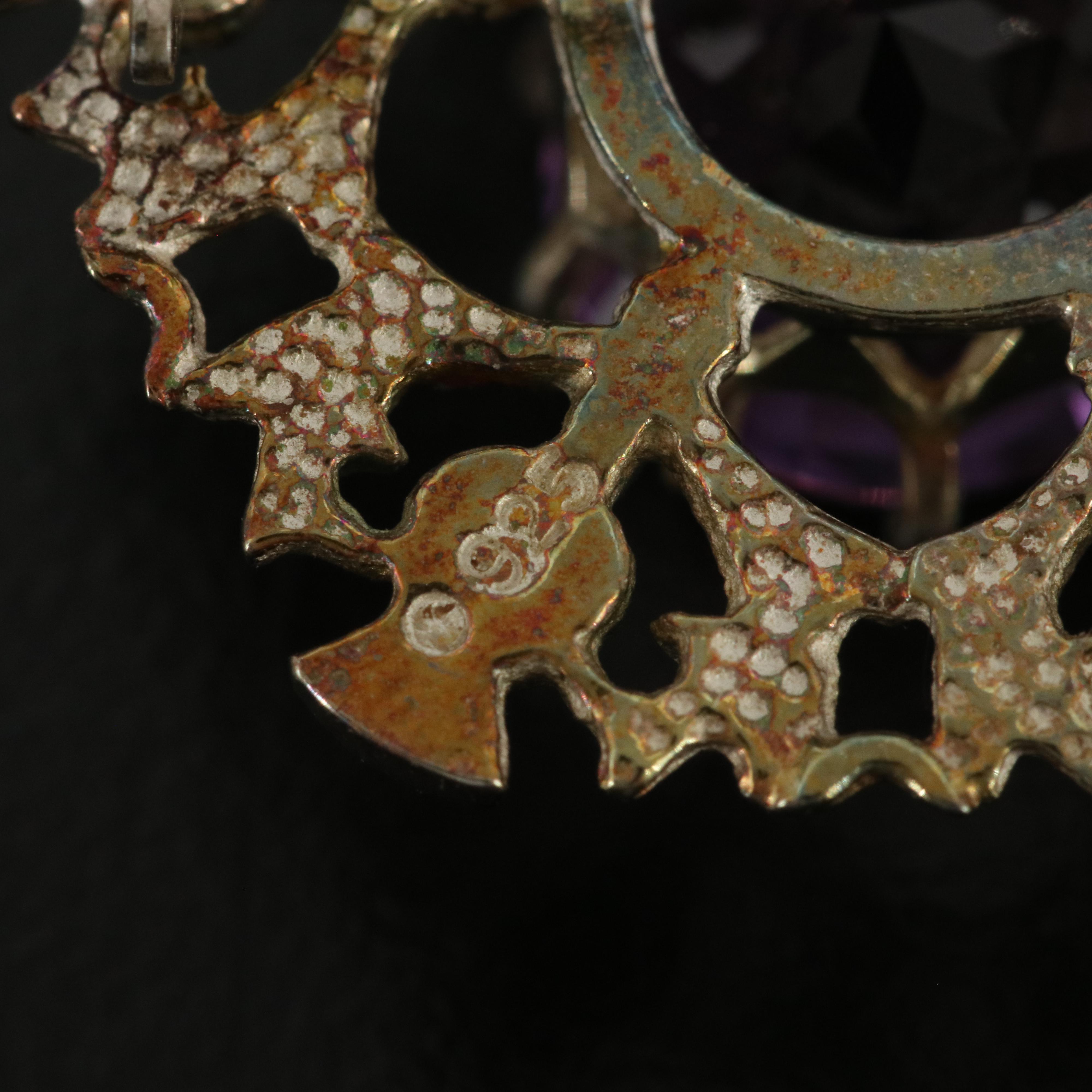 Sterling Amethyst Scottish Thistle Brooch