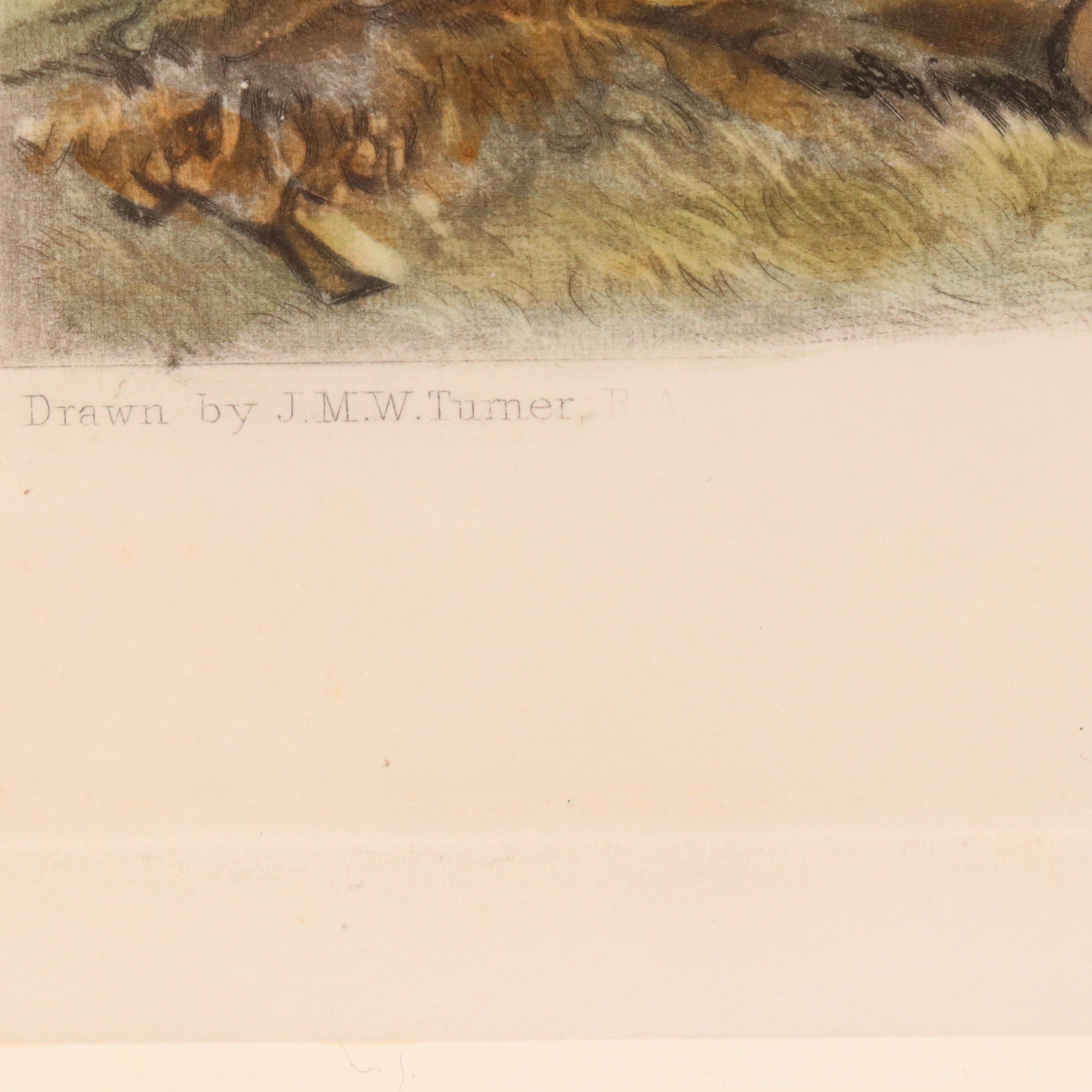 Hand-Colored Mezzotint After J. M. W. Turner "Arundel Castle on the River Arun"