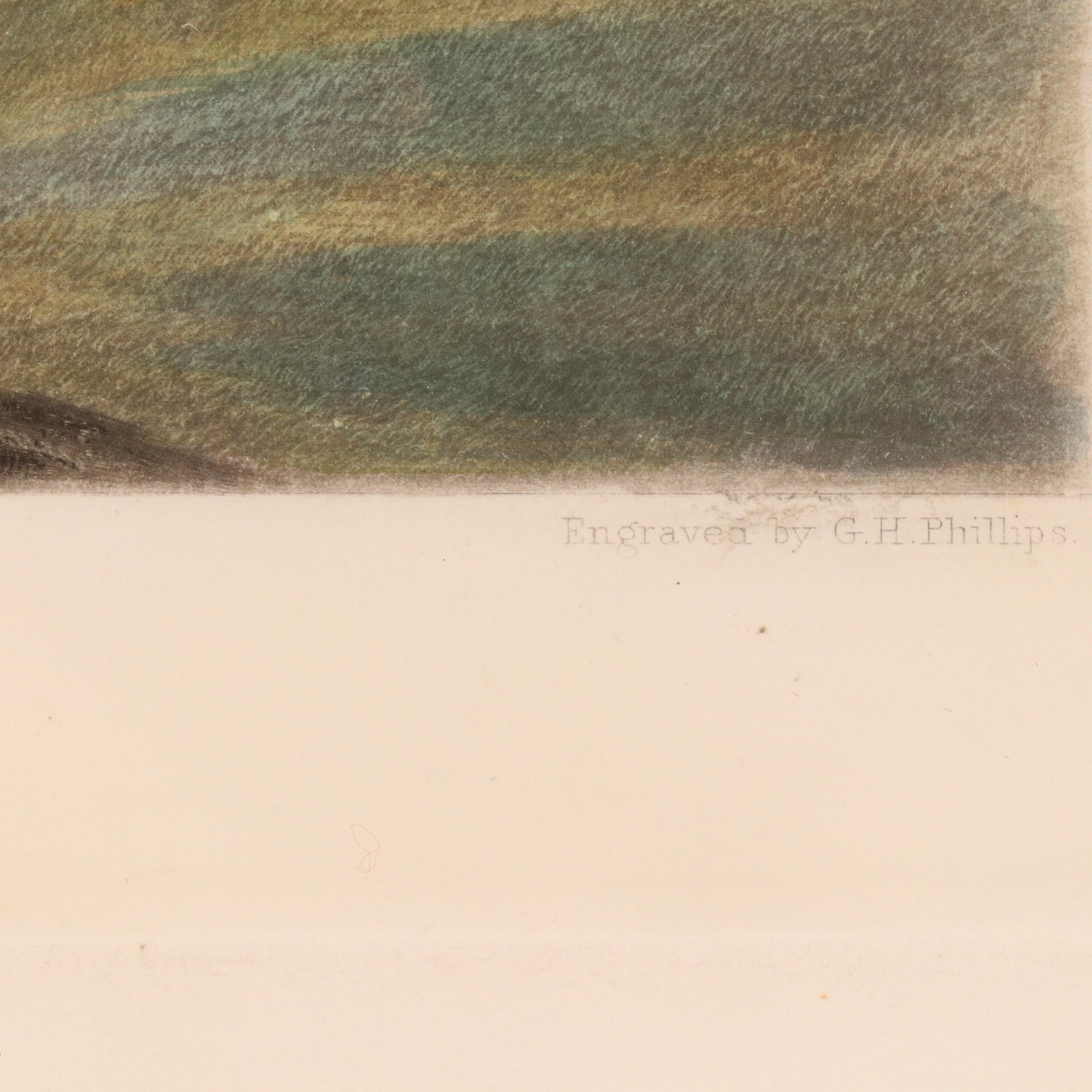 Hand-Colored Mezzotint After J. M. W. Turner "Arundel Castle on the River Arun"