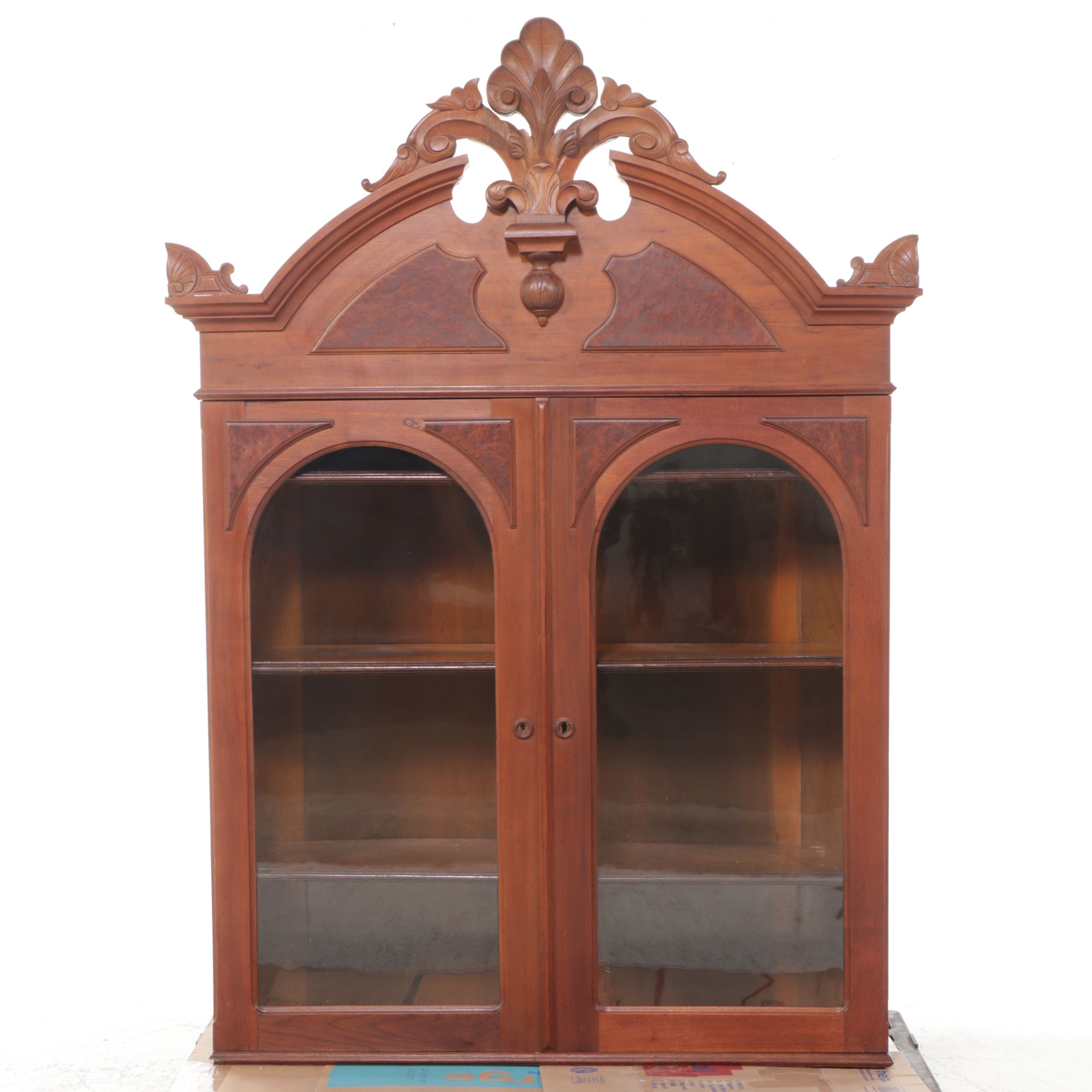 Victorian Style Walnut and Burl Wood Secretary Desk