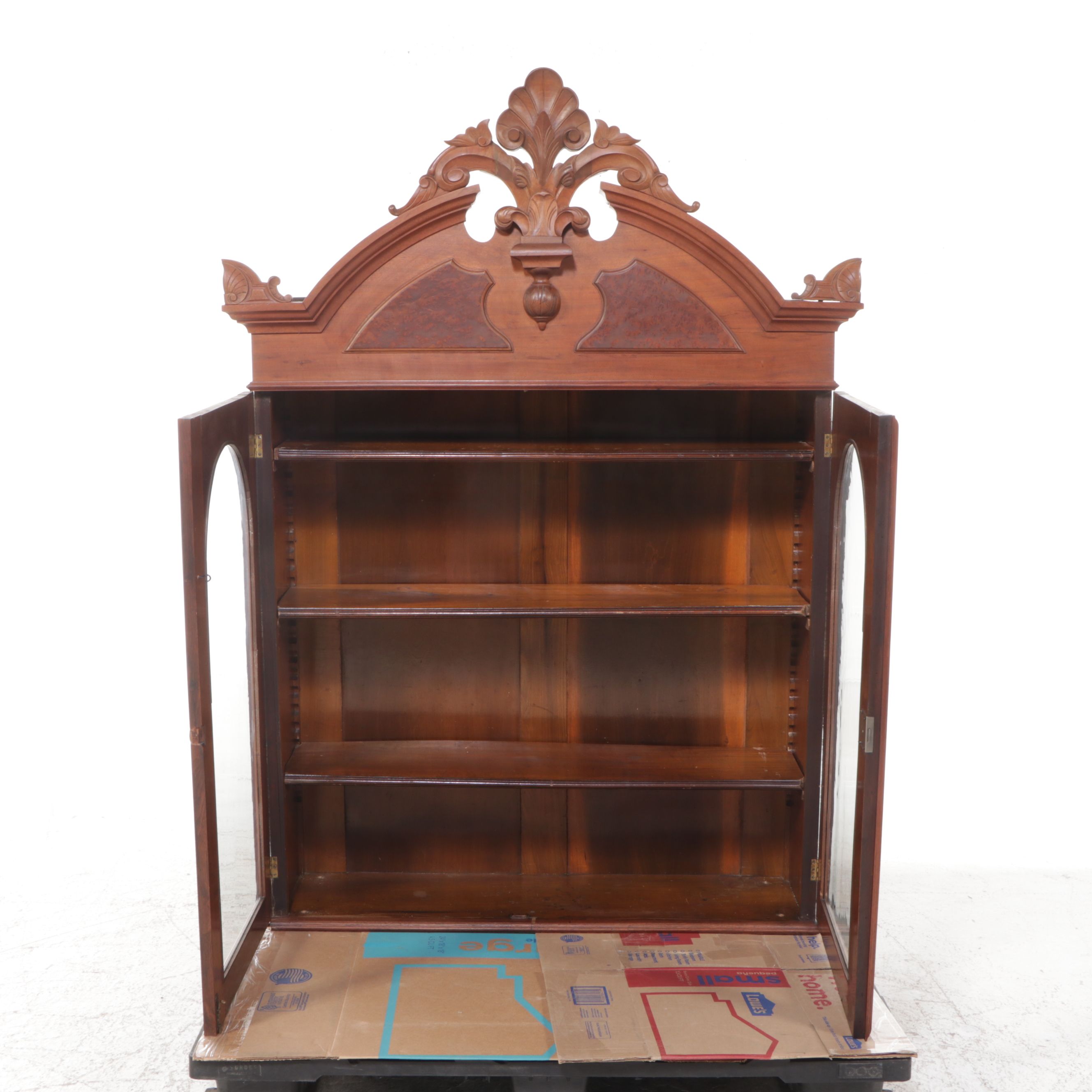 Victorian Style Walnut and Burl Wood Secretary Desk