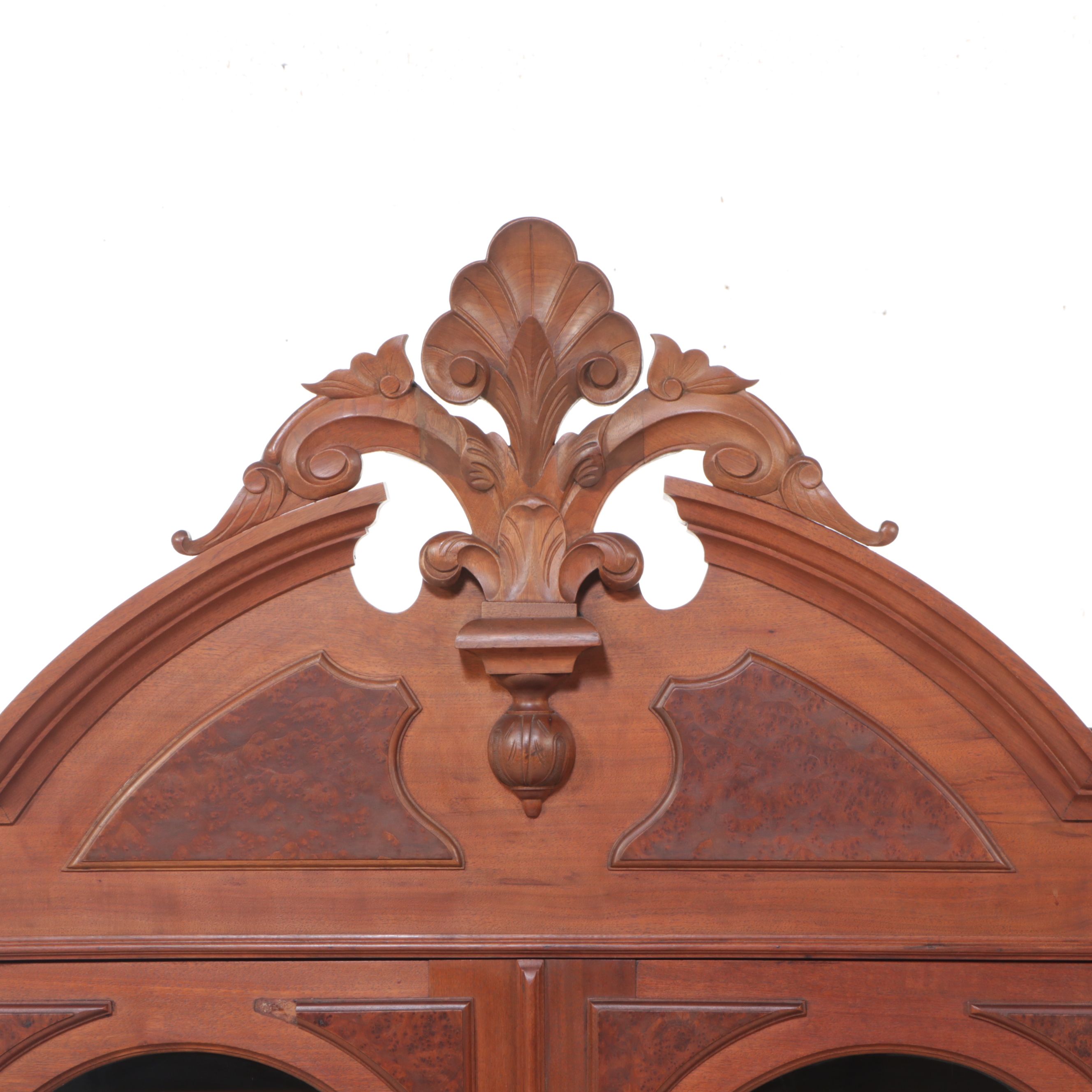 Victorian Style Walnut and Burl Wood Secretary Desk