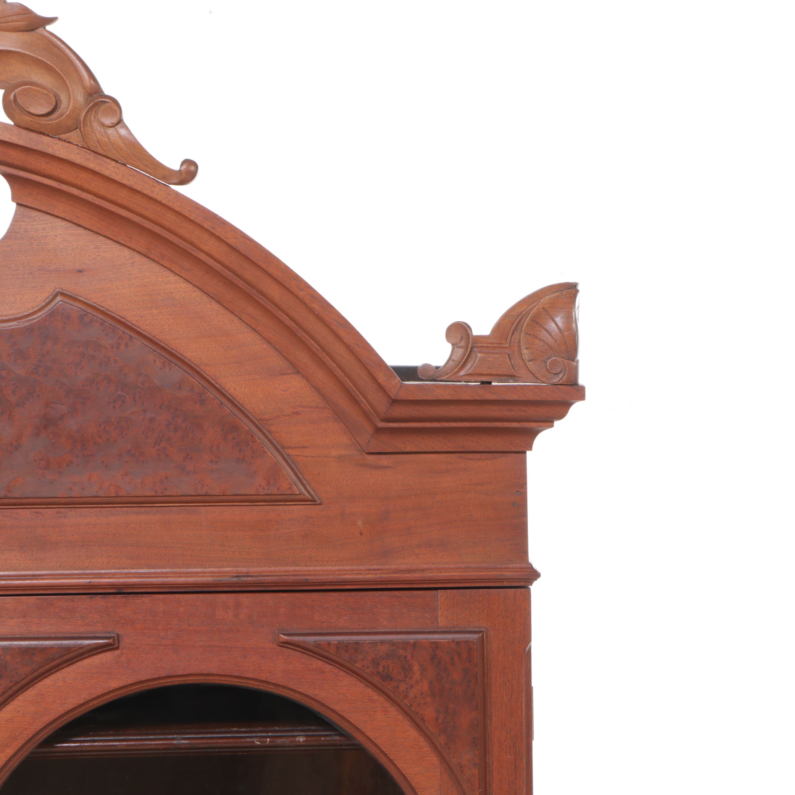 Victorian Style Walnut and Burl Wood Secretary Desk