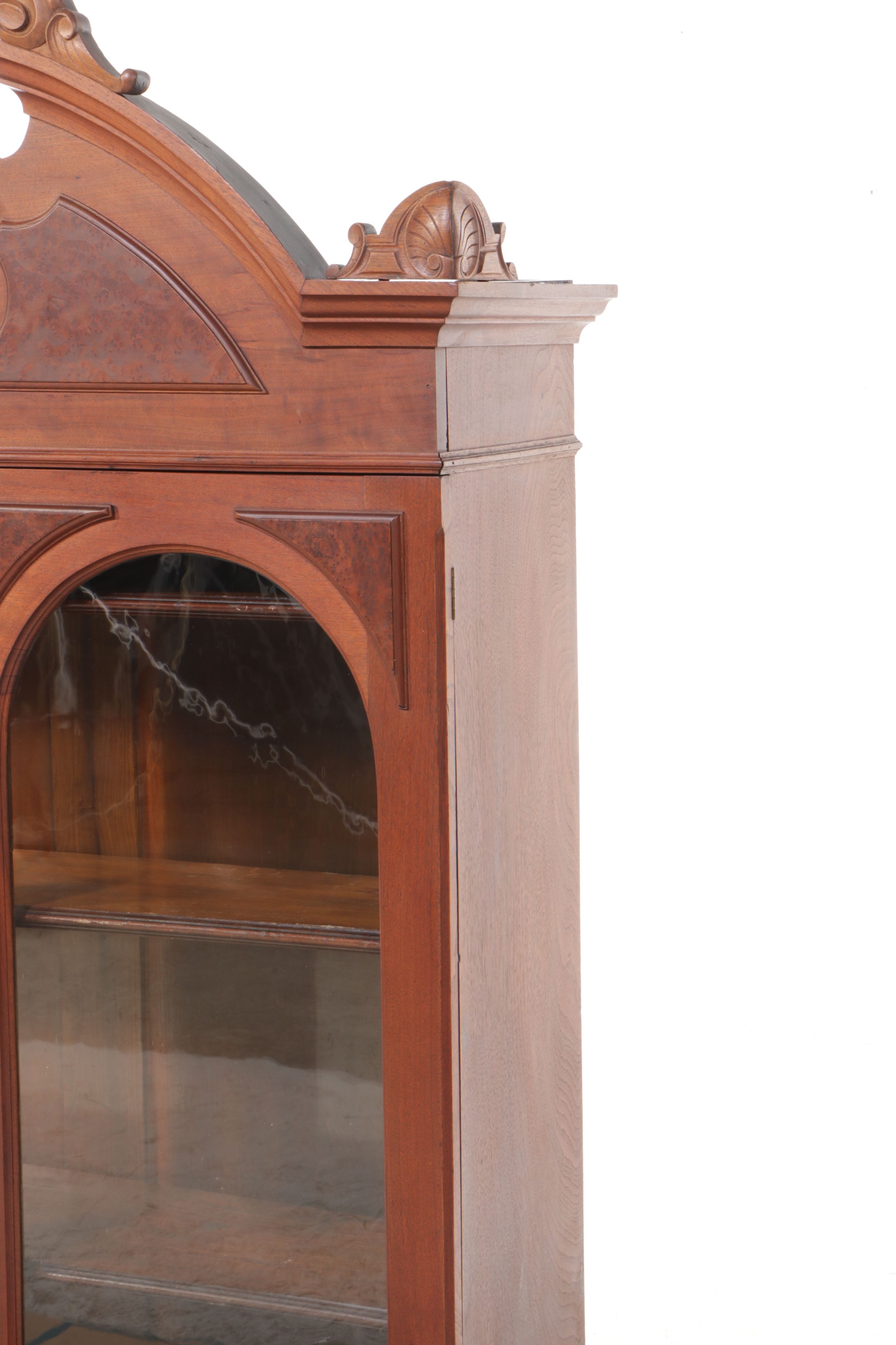 Victorian Style Walnut and Burl Wood Secretary Desk