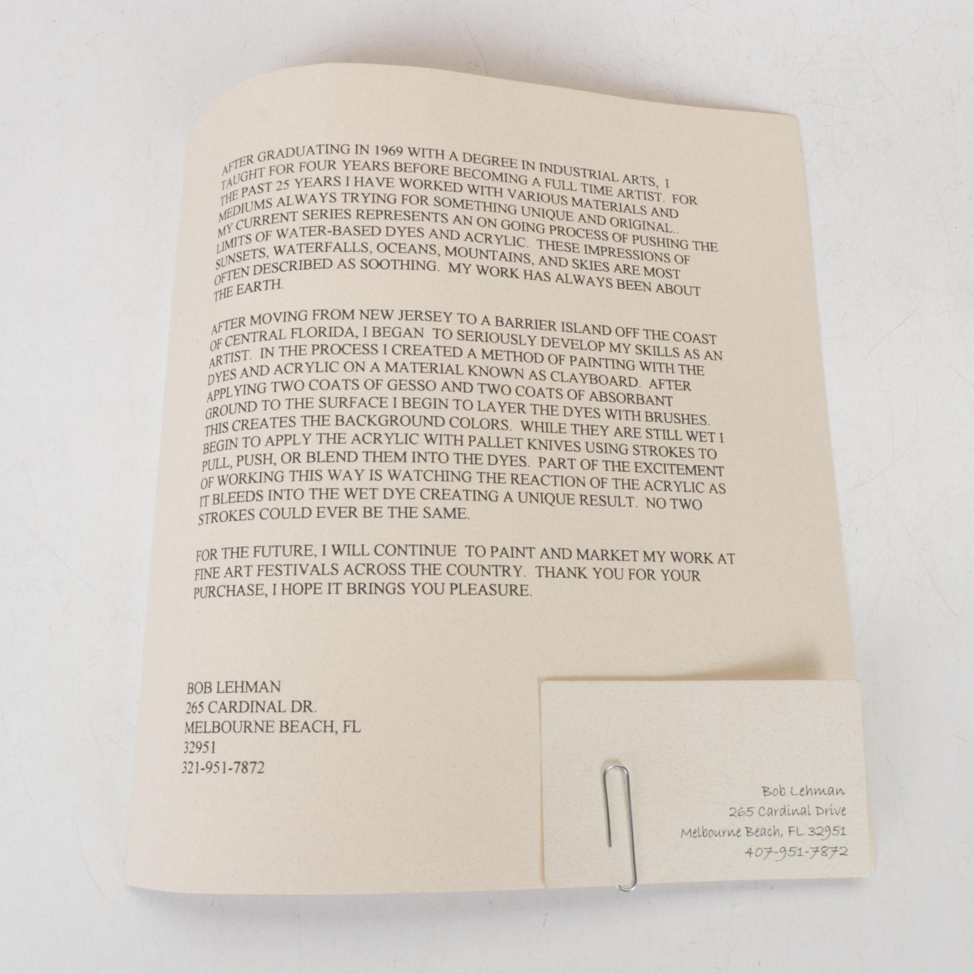 Bob Lehman Beach Landscape Oil Painting, Late 20th Century