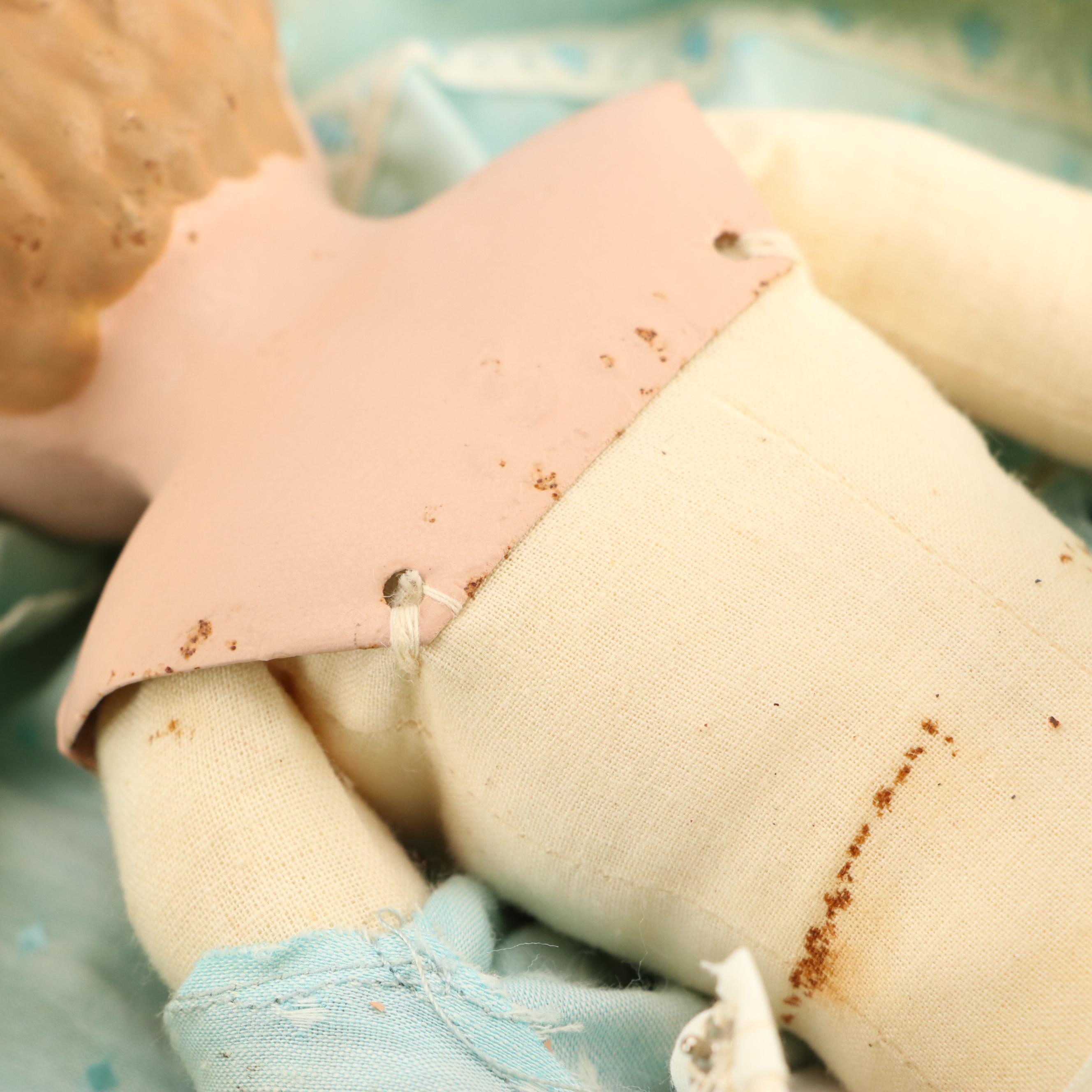 German Porcelain Sleepy Eyes Doll with Other Doll, Early to Mid-20th Century