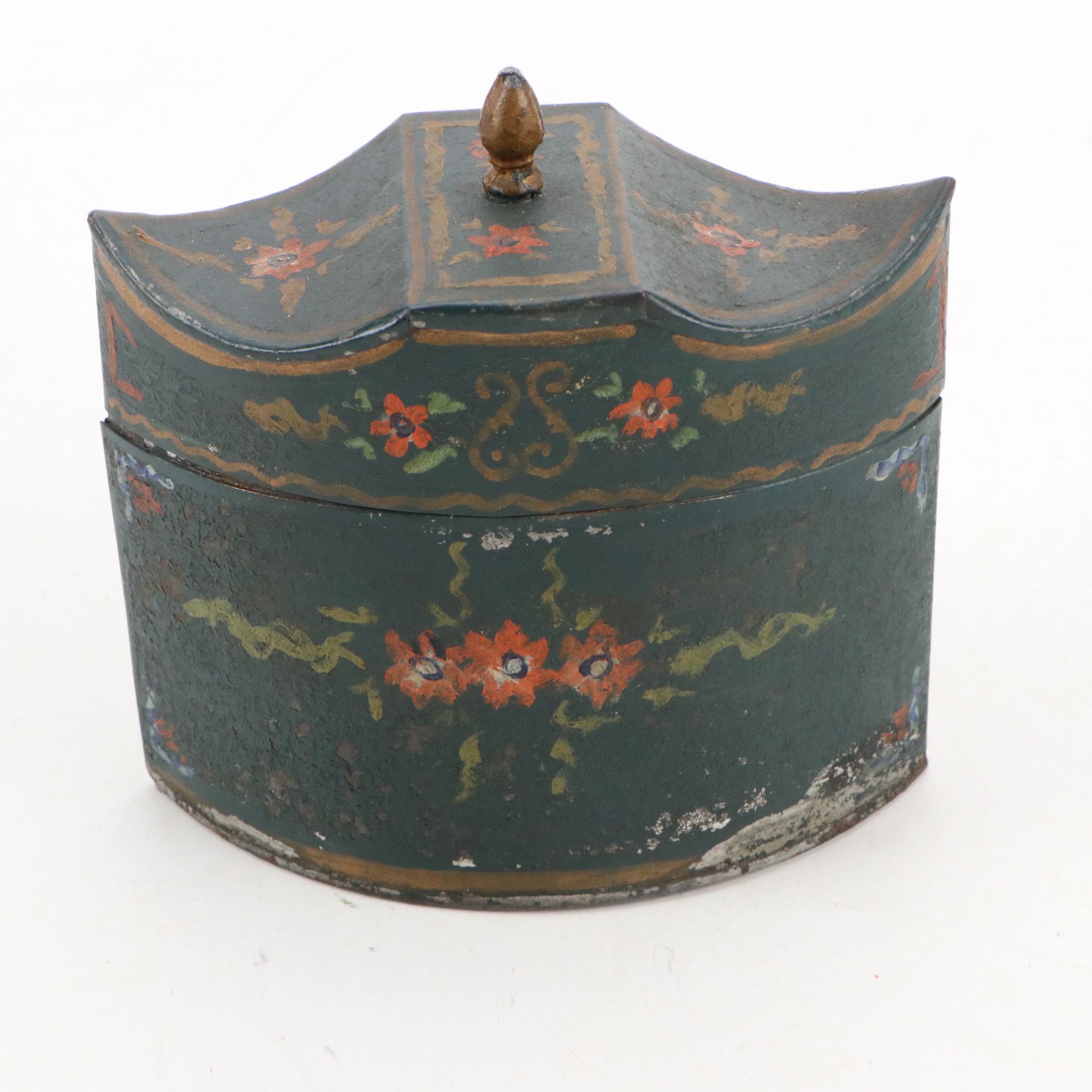 Vintage Floral Metal Lidded Box with Planter and Brass Swan Candlestick