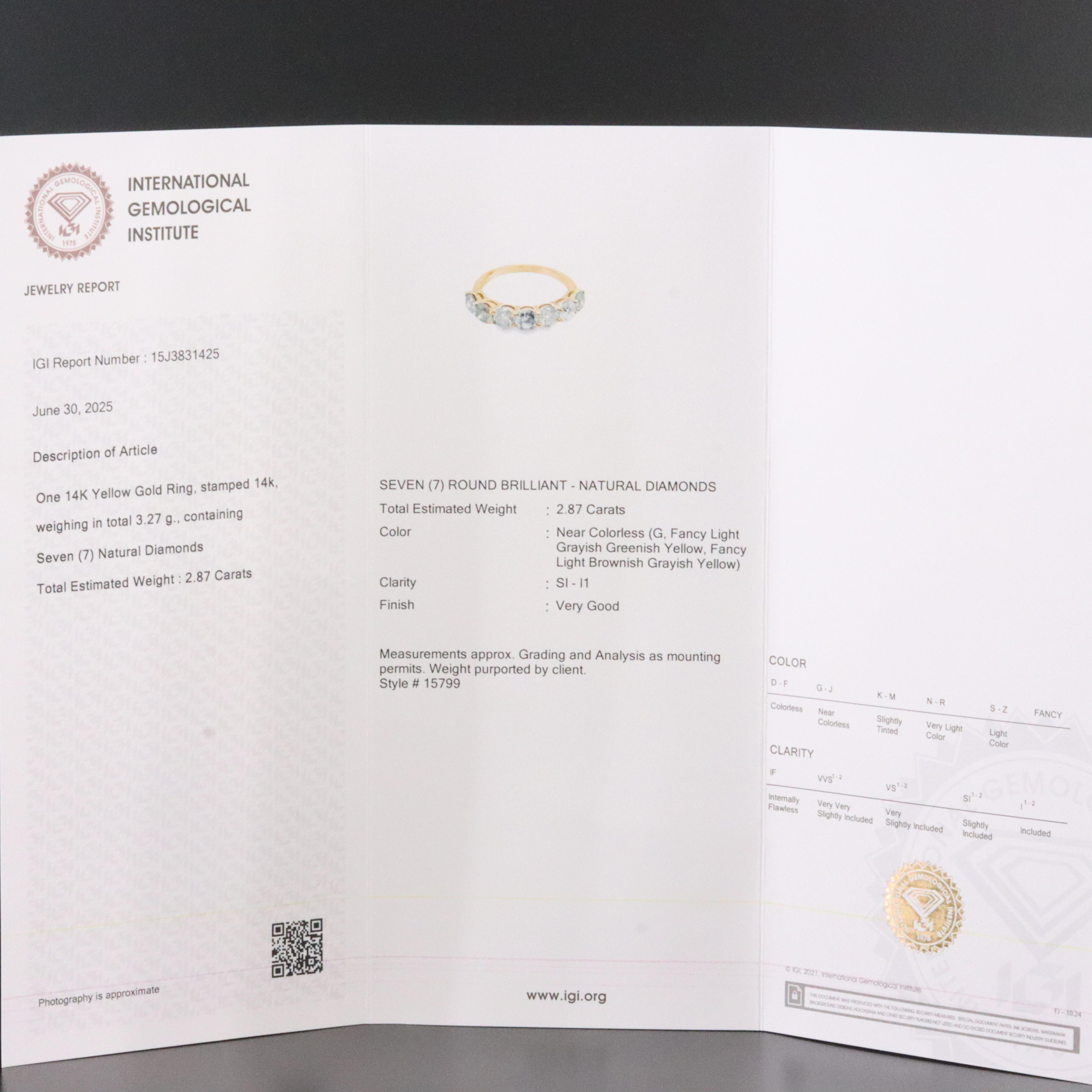 14K 2.87 CTW Diamond Band with IGI Jewelry Report