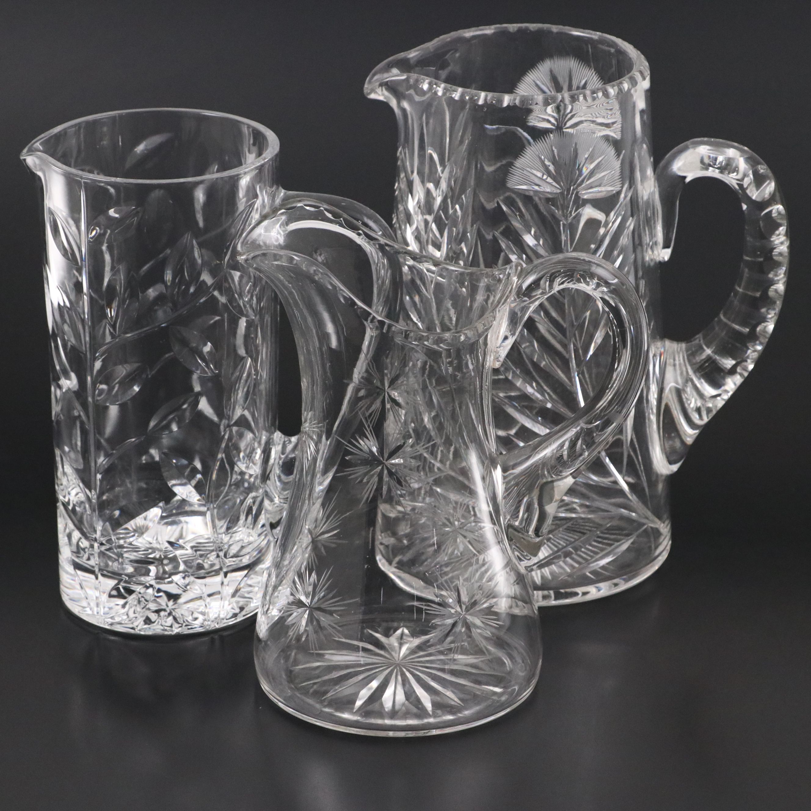 American Brilliant Style Cut Glass and Other Pitchers, 20th Century