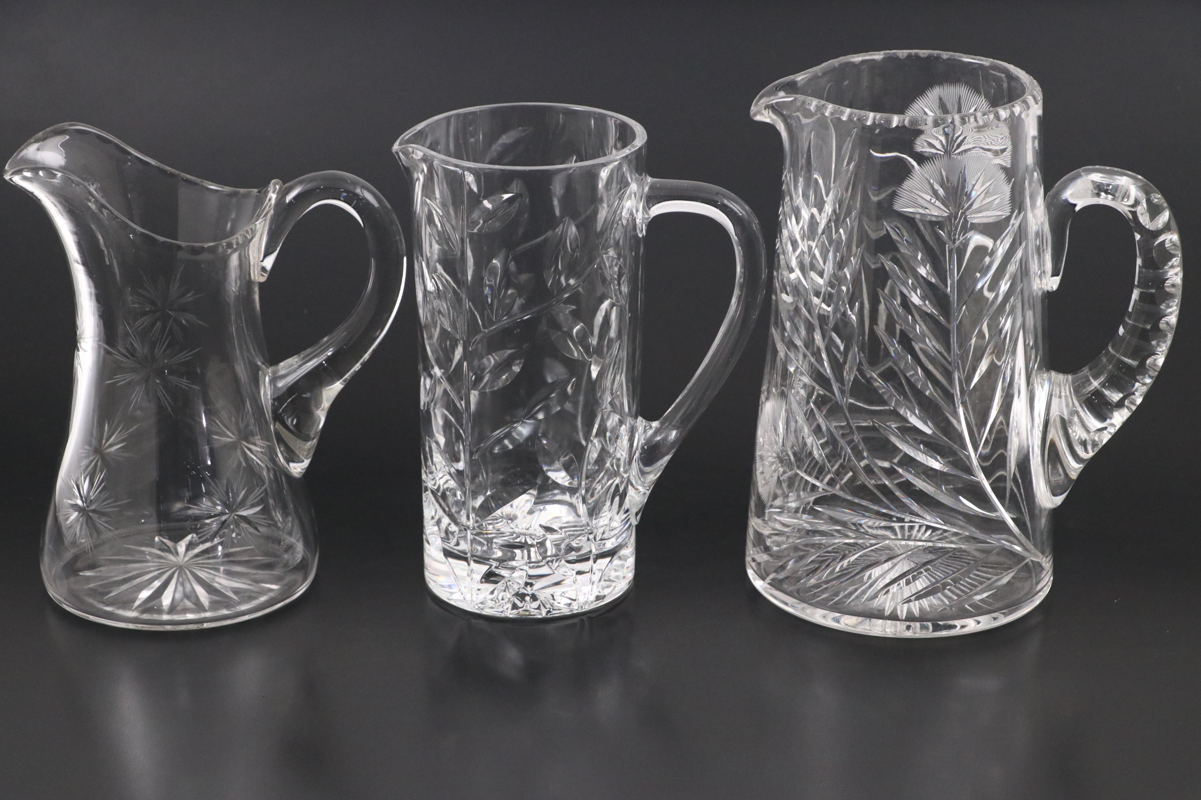 American Brilliant Style Cut Glass and Other Pitchers, 20th Century
