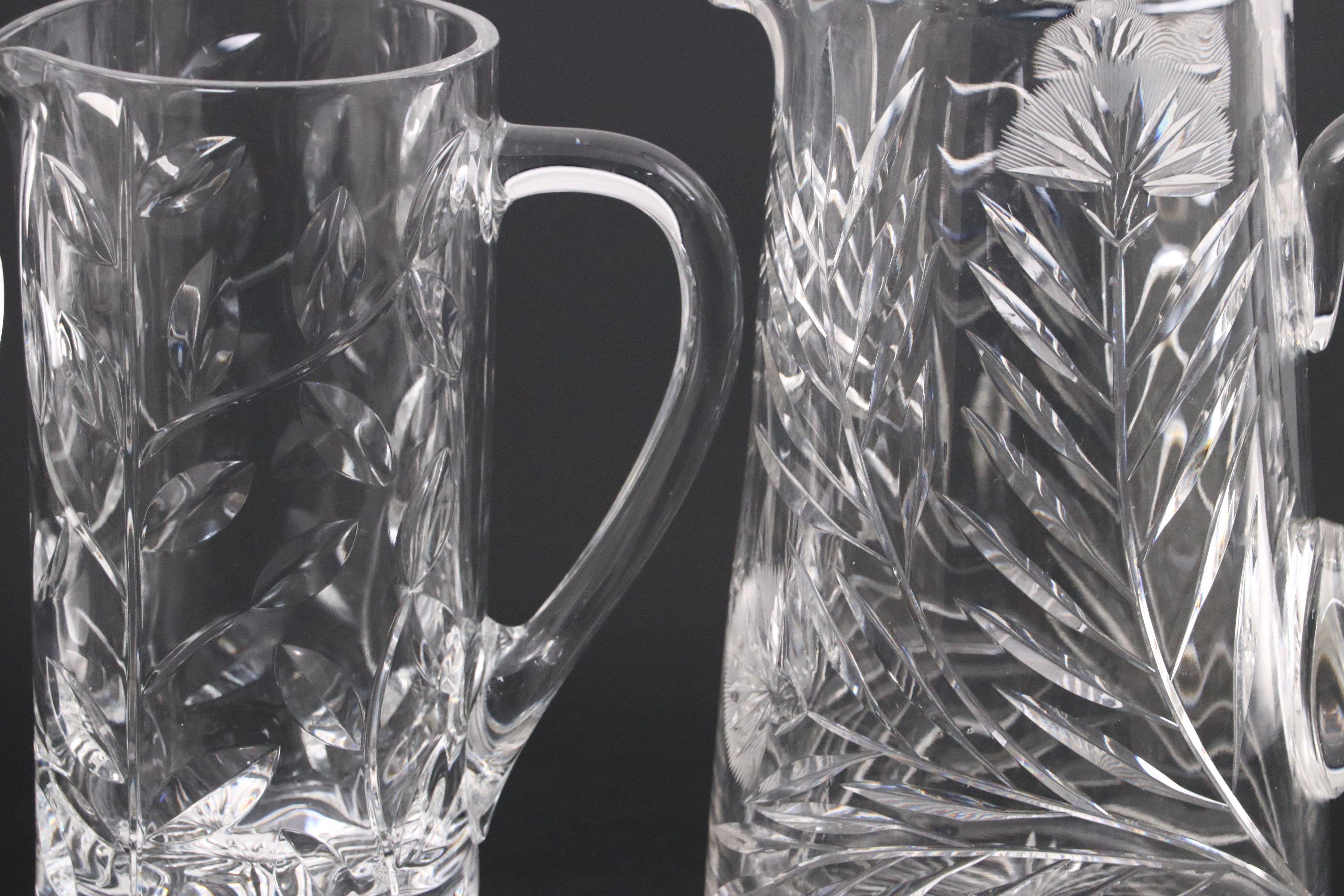 American Brilliant Style Cut Glass and Other Pitchers, 20th Century