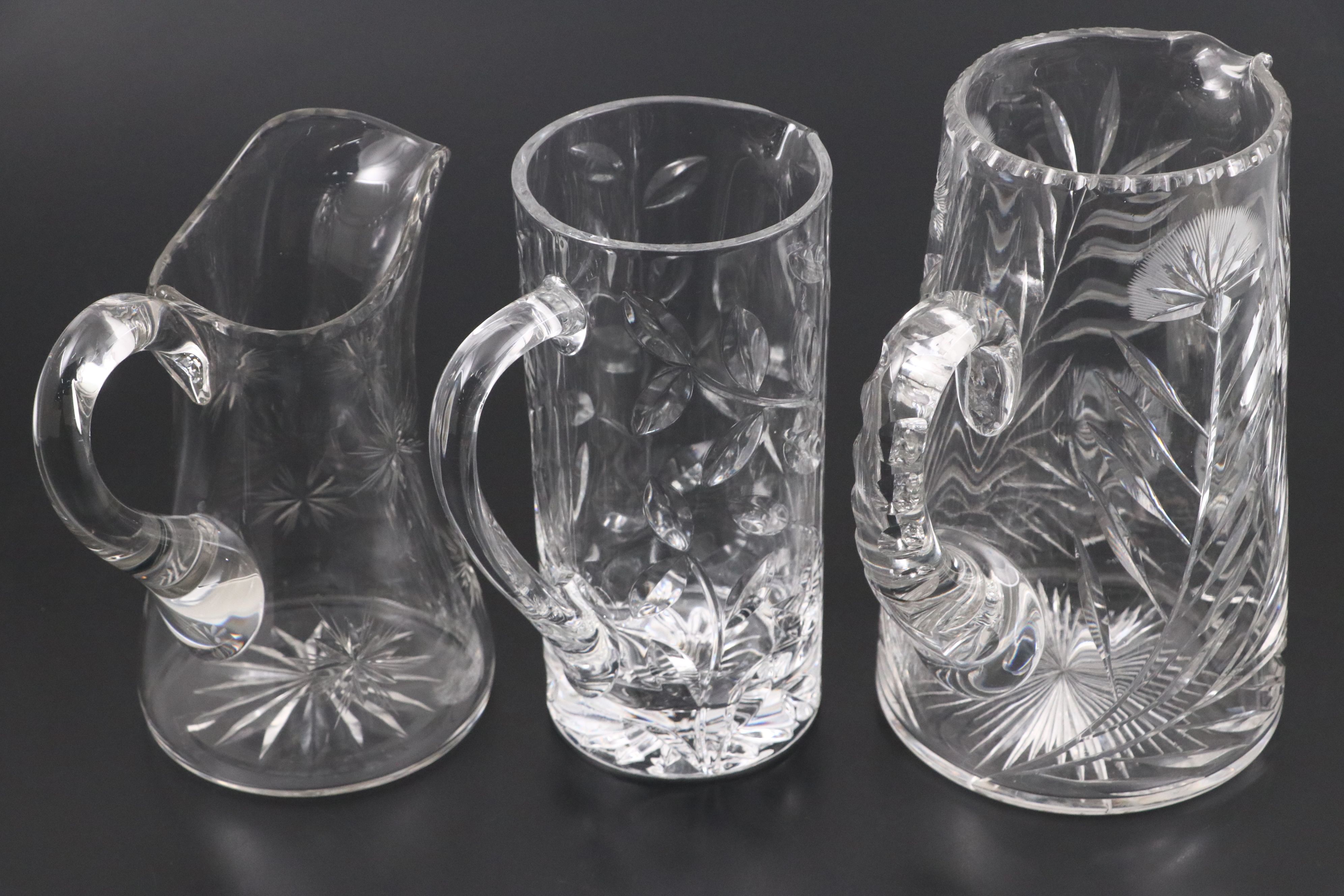 American Brilliant Style Cut Glass and Other Pitchers, 20th Century