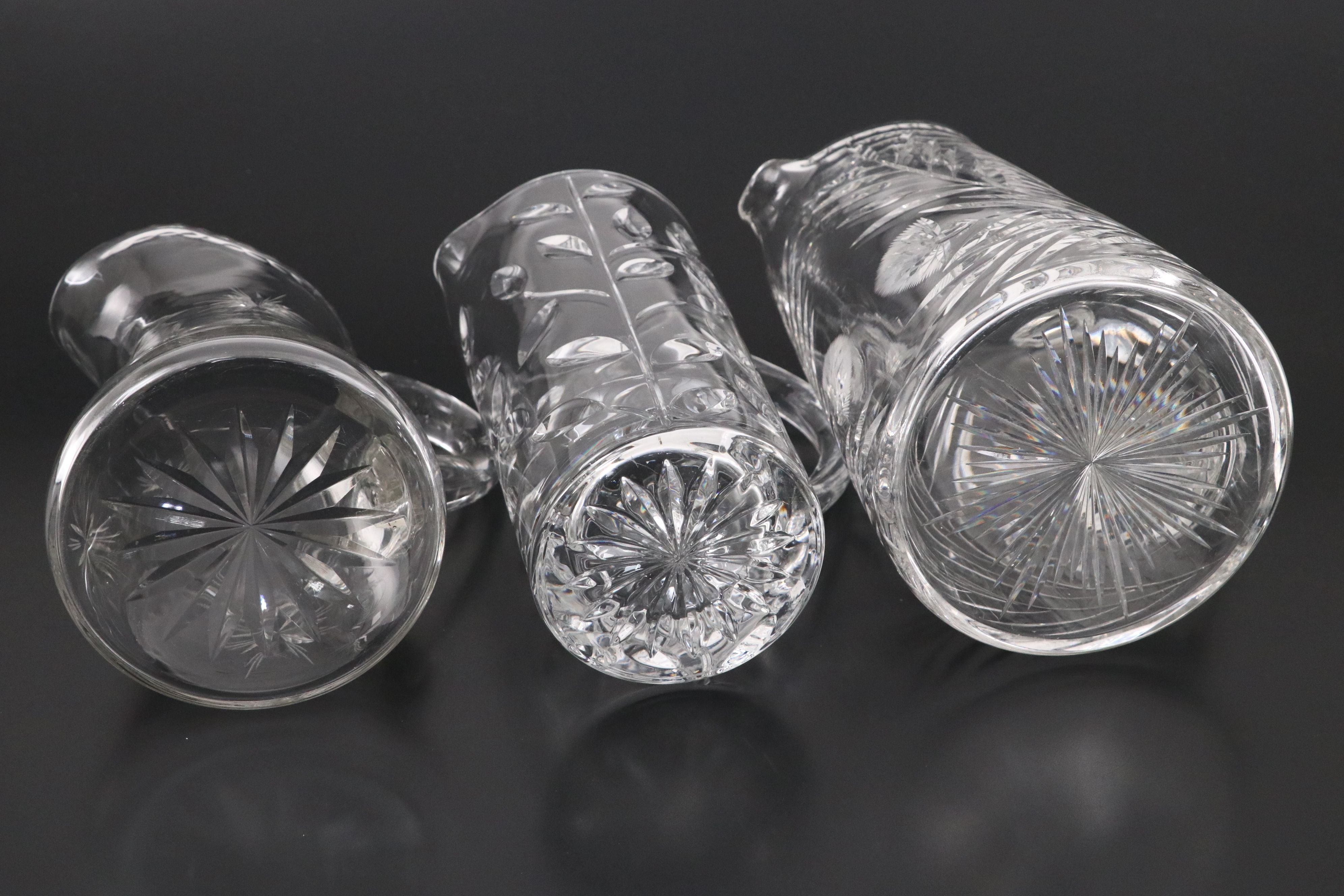 American Brilliant Style Cut Glass and Other Pitchers, 20th Century