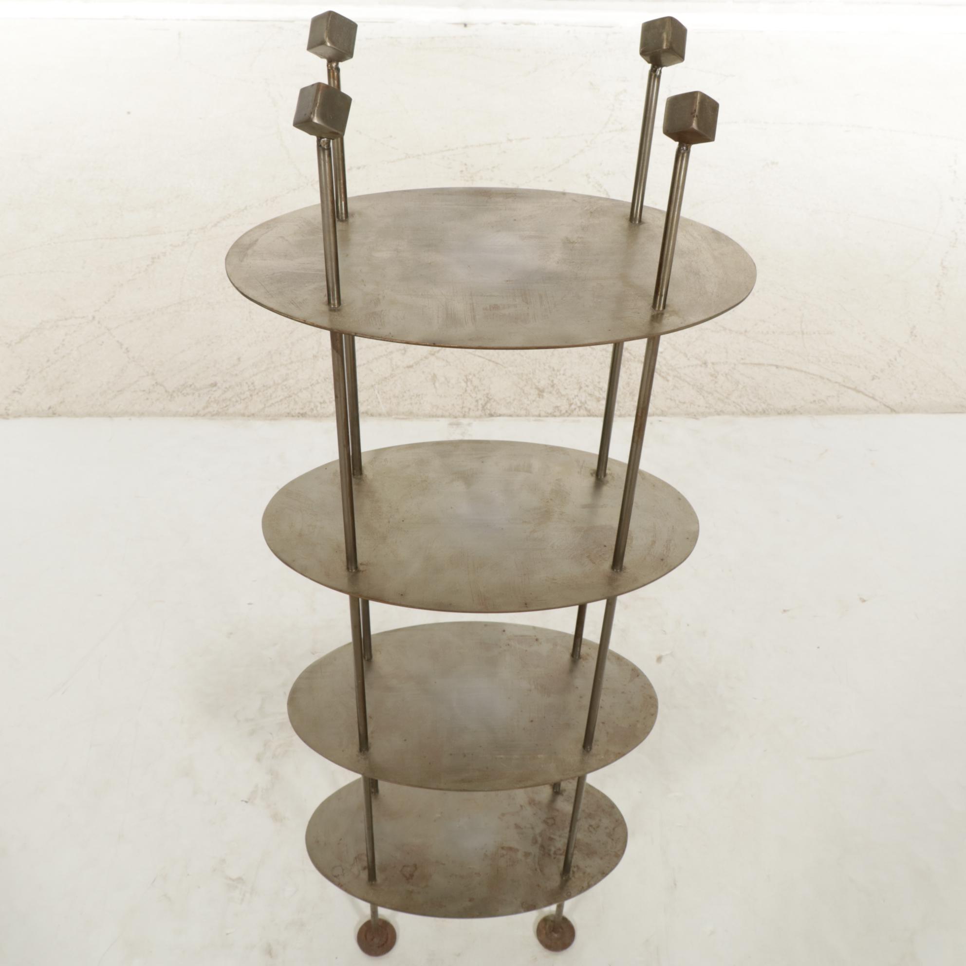 Contemporary Brushed Steel Display Shelf