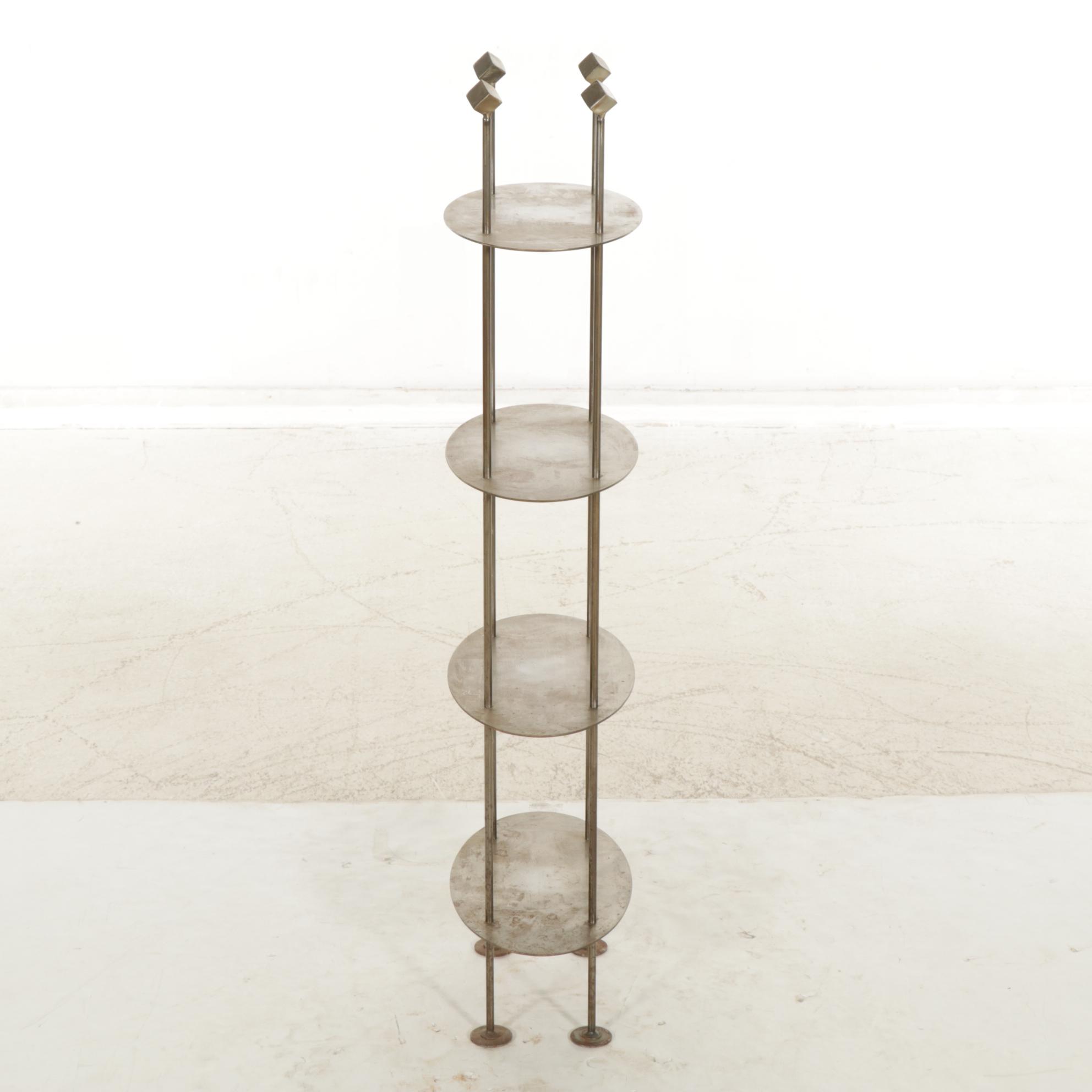 Contemporary Brushed Steel Display Shelf